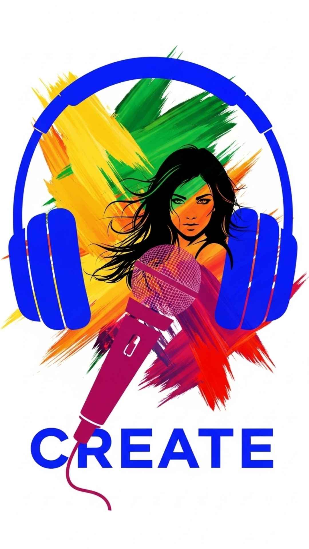 Graphic with stylized headphones and abstract art, representing a creative attitude WhatsApp DP.