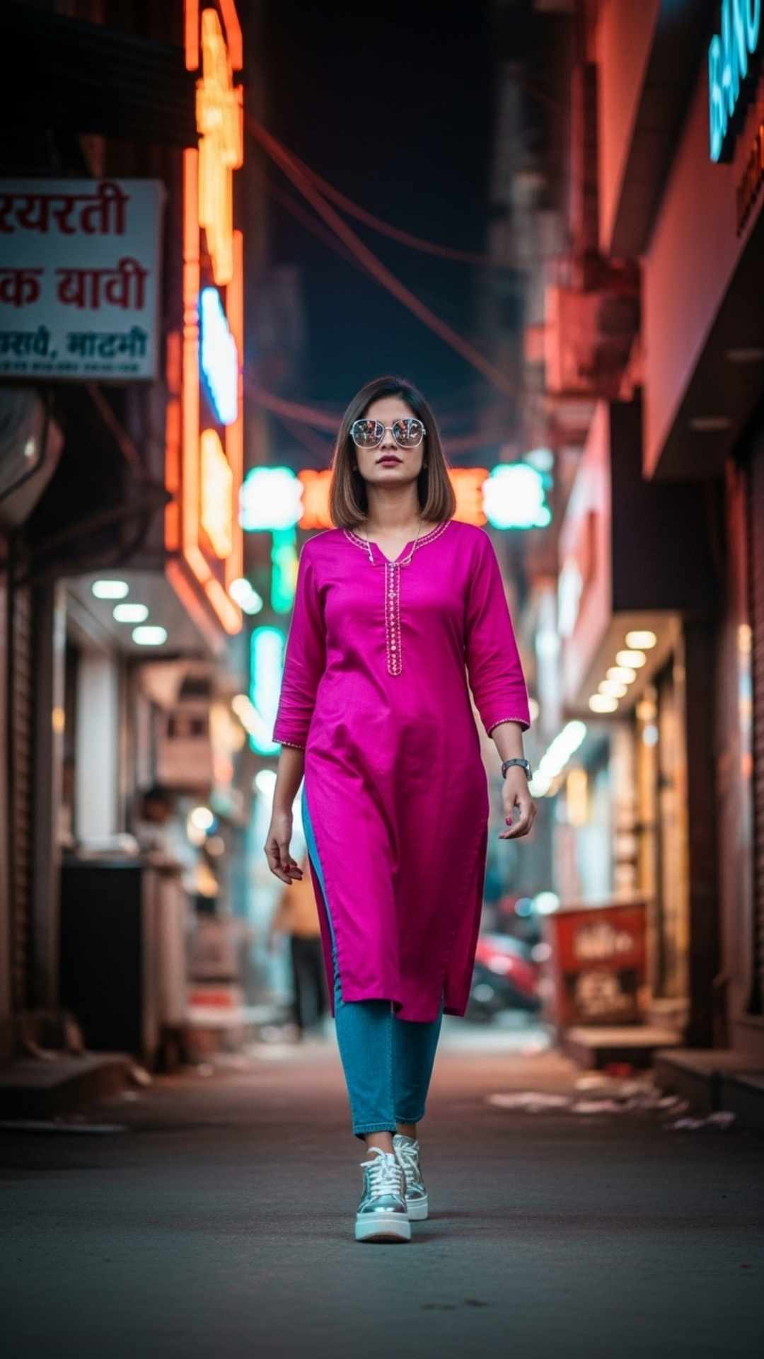 Stylish person with an attitude in an urban Indian setting, a modern WhatsApp DP