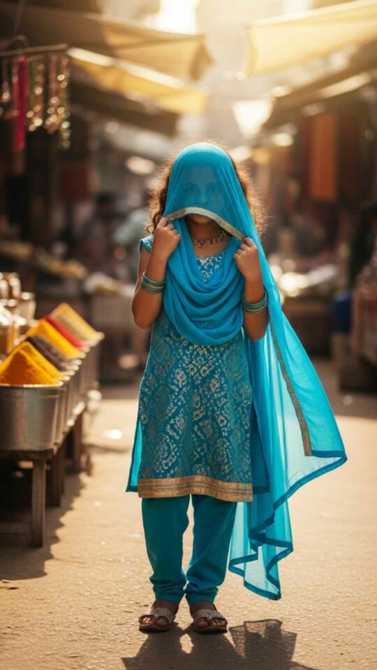 Attitude hidden face WhatsApp DP for girls, traditional Indian profile picture, bold obscured face DP, culturally rich hidden face image.