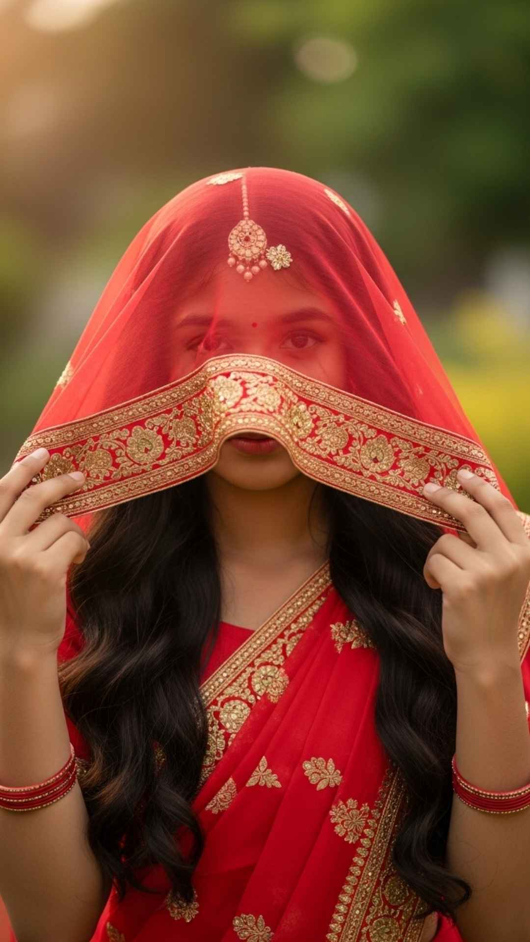 Beautiful hidden face WhatsApp DP for girls in Saree, traditional Indian veiled profile picture, elegant Saree hidden face DP, cultural veiled image.