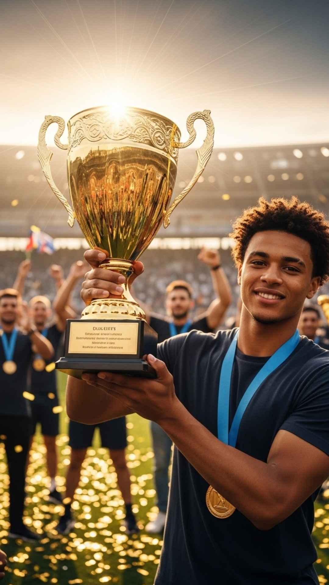 Champion trophy WhatsApp DP for boys, victory symbol.
