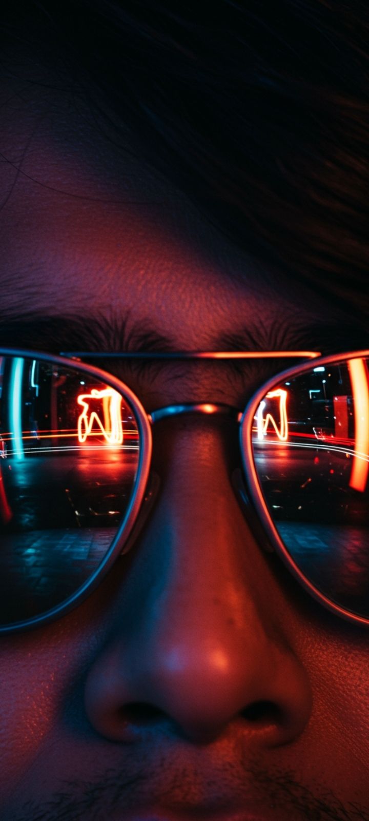 Attitude DP: Intense eyes behind reflective sunglasses.