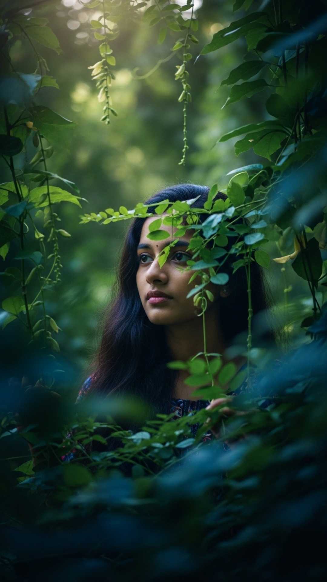 Hidden face WhatsApp DP for girls nature, green profile picture, peaceful obscured face DP, Indian greenery hidden face image.