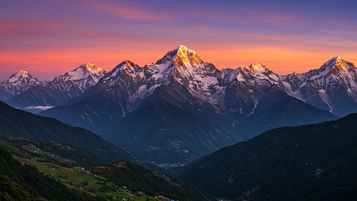 Himalayan mountains sunrise wallpaper, India nature landscape.