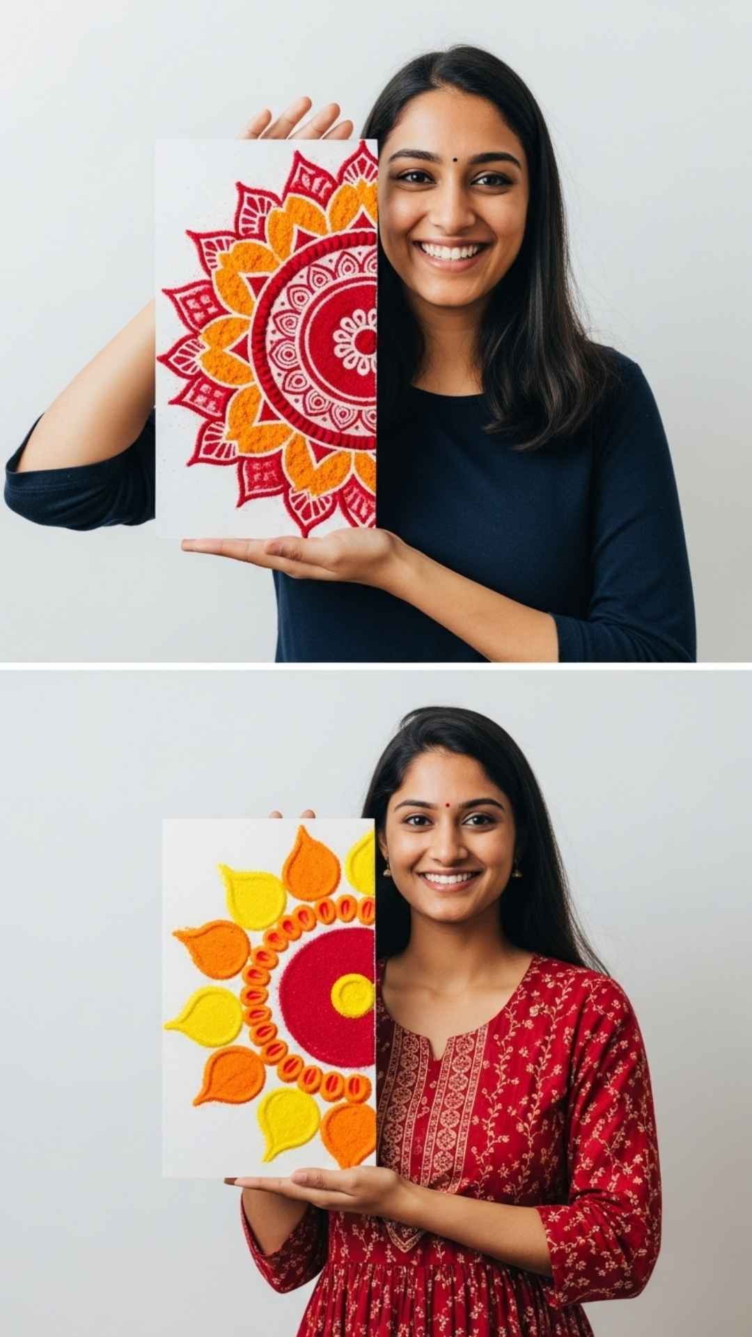 Matching couple DP, two halves forming a rangoli design