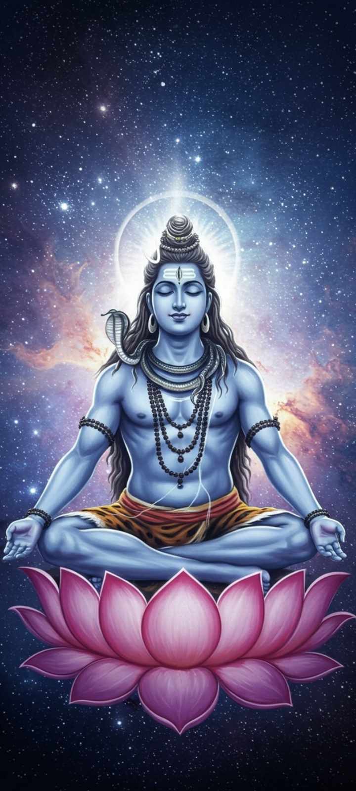 Lord Shiva meditation wallpaper, cosmic background, religious HD image