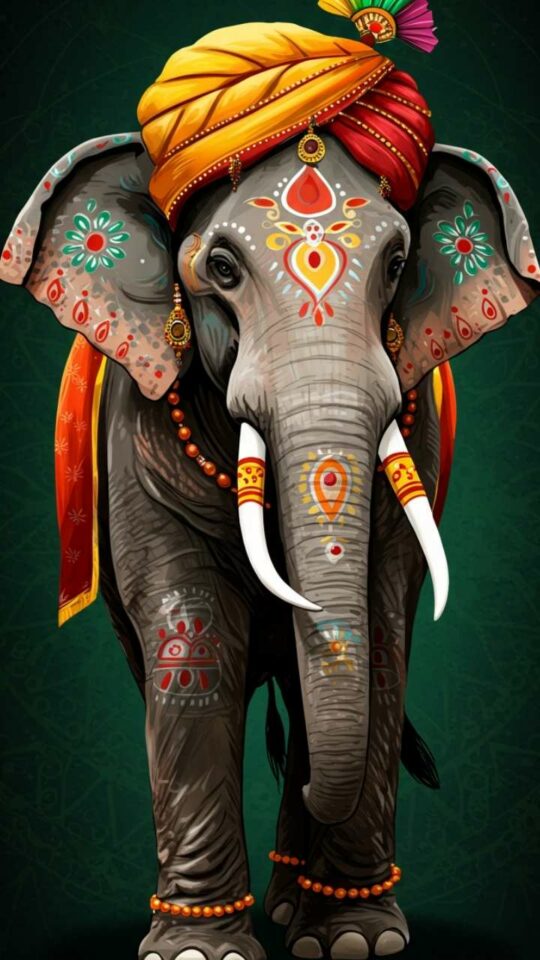 Royal Indian elephant wallpaper, traditional art, cultural image.