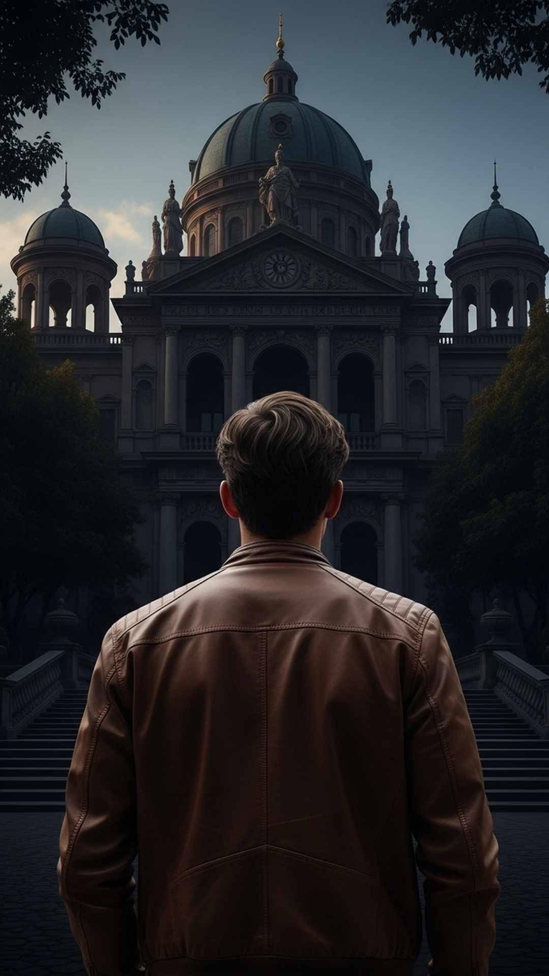 Stylish young man's back facing a palace, perfect for an attitude WhatsApp DP.