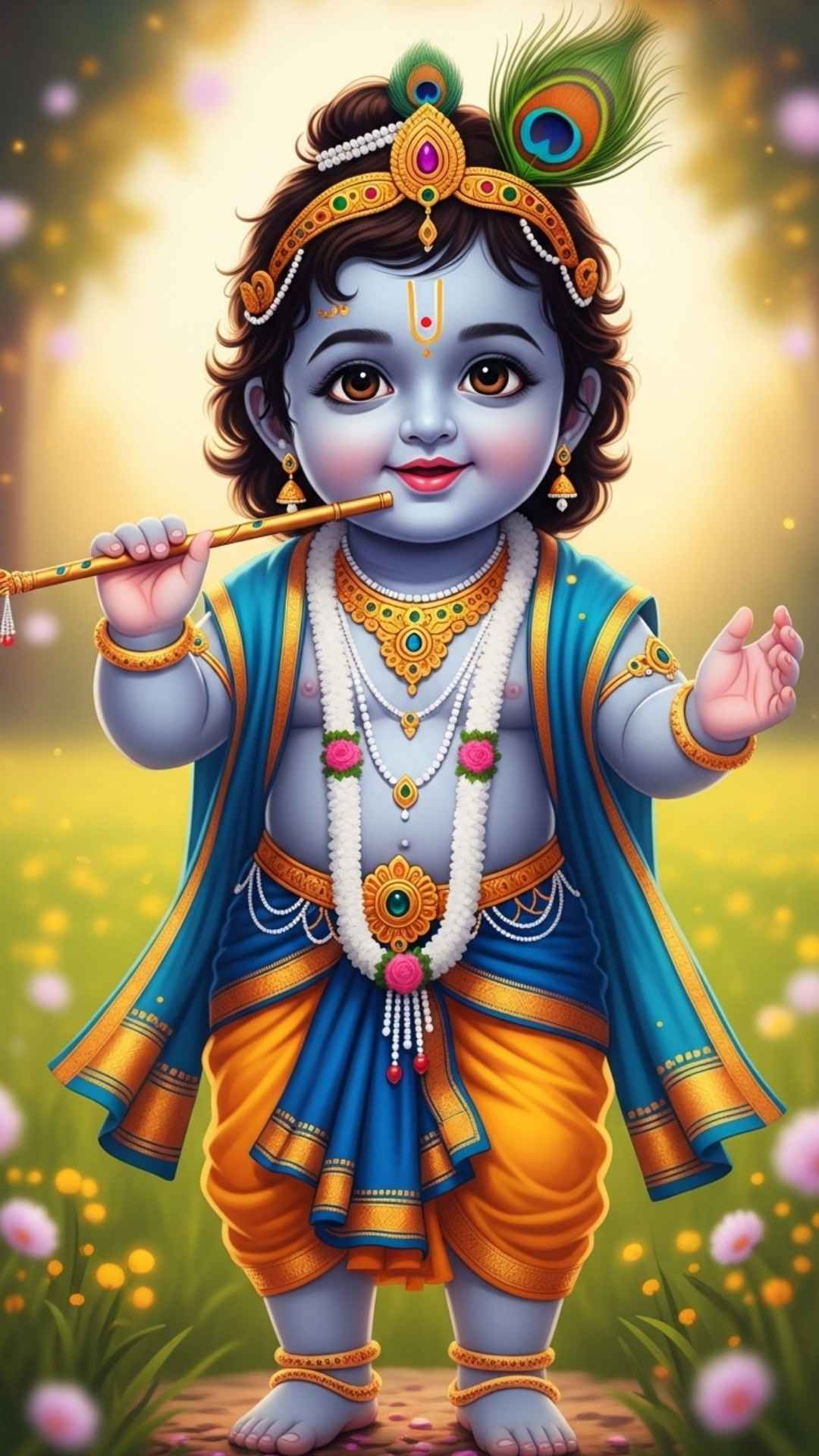 Cute baby Lord Krishna in traditional attire, perfect for a religious WhatsApp DP.
