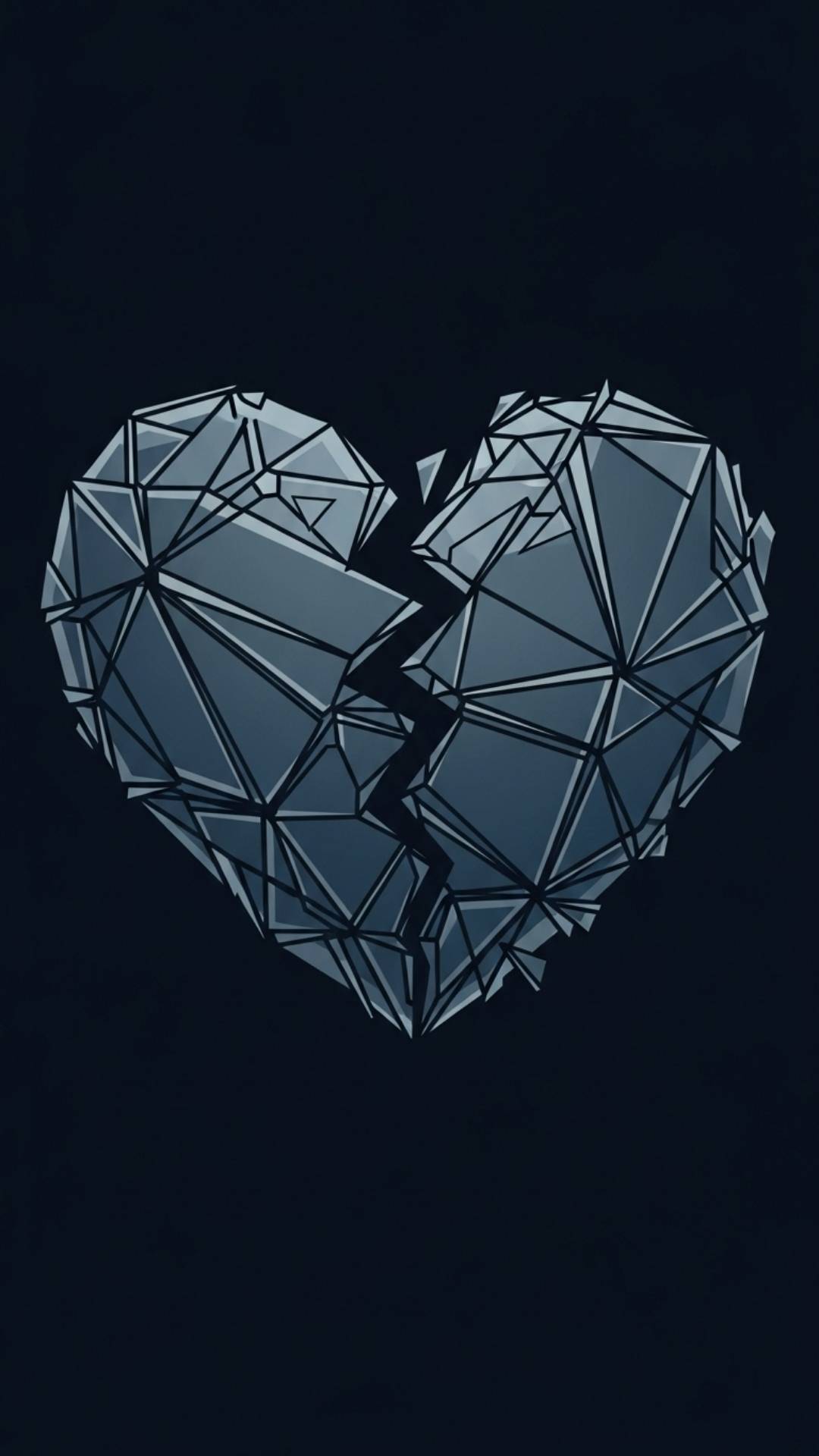 Abstract broken heart design in blue and grey, symbolizing a sad WhatsApp DP.