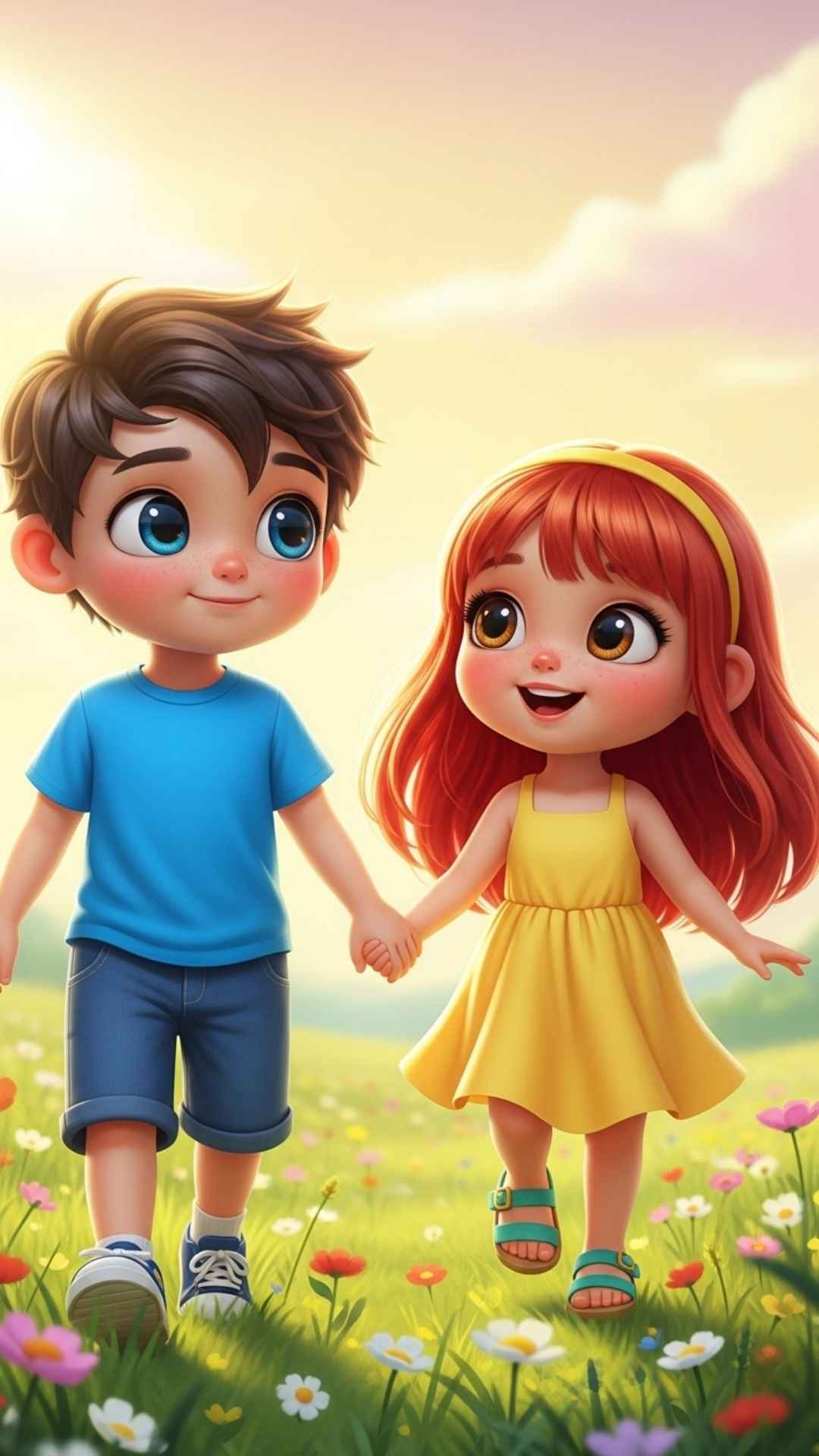 Cute cartoon couple, a sweet image for a WhatsApp DP.