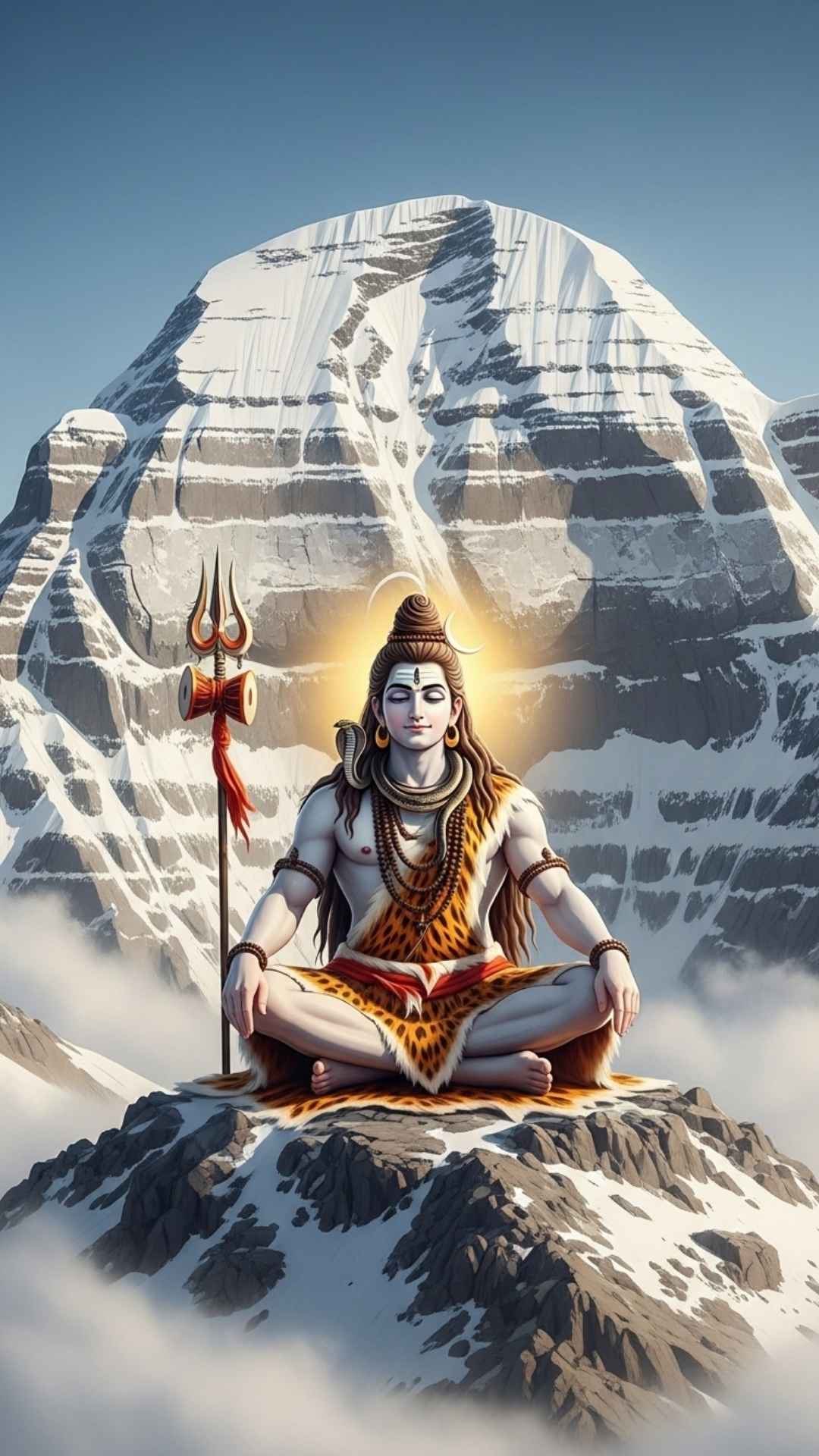 Meditating Lord Shiva in Kailash, a spiritual 4K WhatsApp DP.