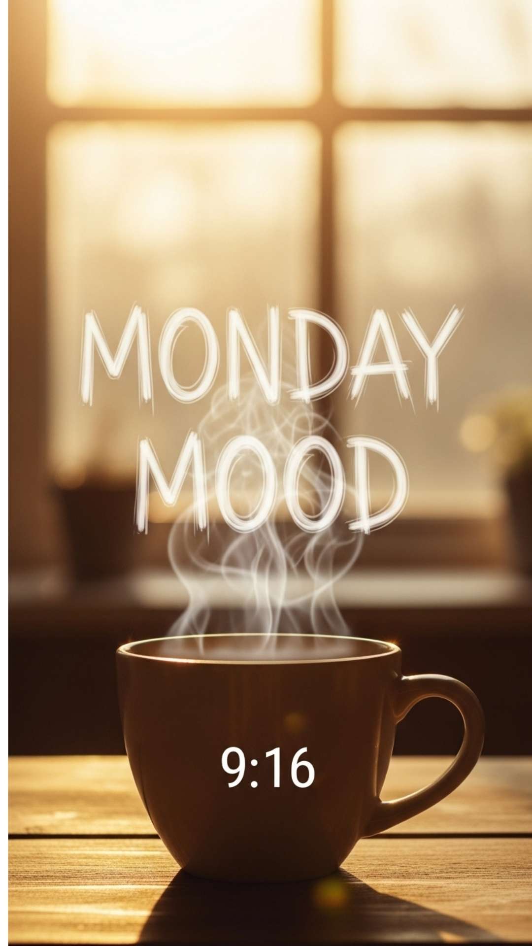 Coffee mug with "Monday Mood" steam, a relatable funny WhatsApp DP.