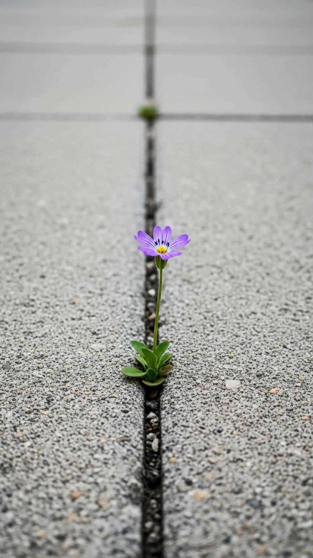 A motivational yet sad DP of a single flower growing from concrete, a profile picture representing hope and resilience while feeling alone or broken.