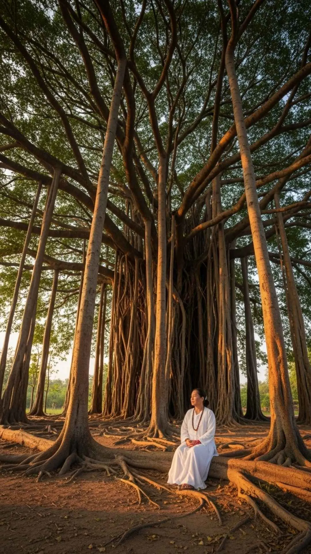 A wise and ancient Banyan tree in India, providing shelter and peace. A healing DP symbolizing stability, life, and tranquility
