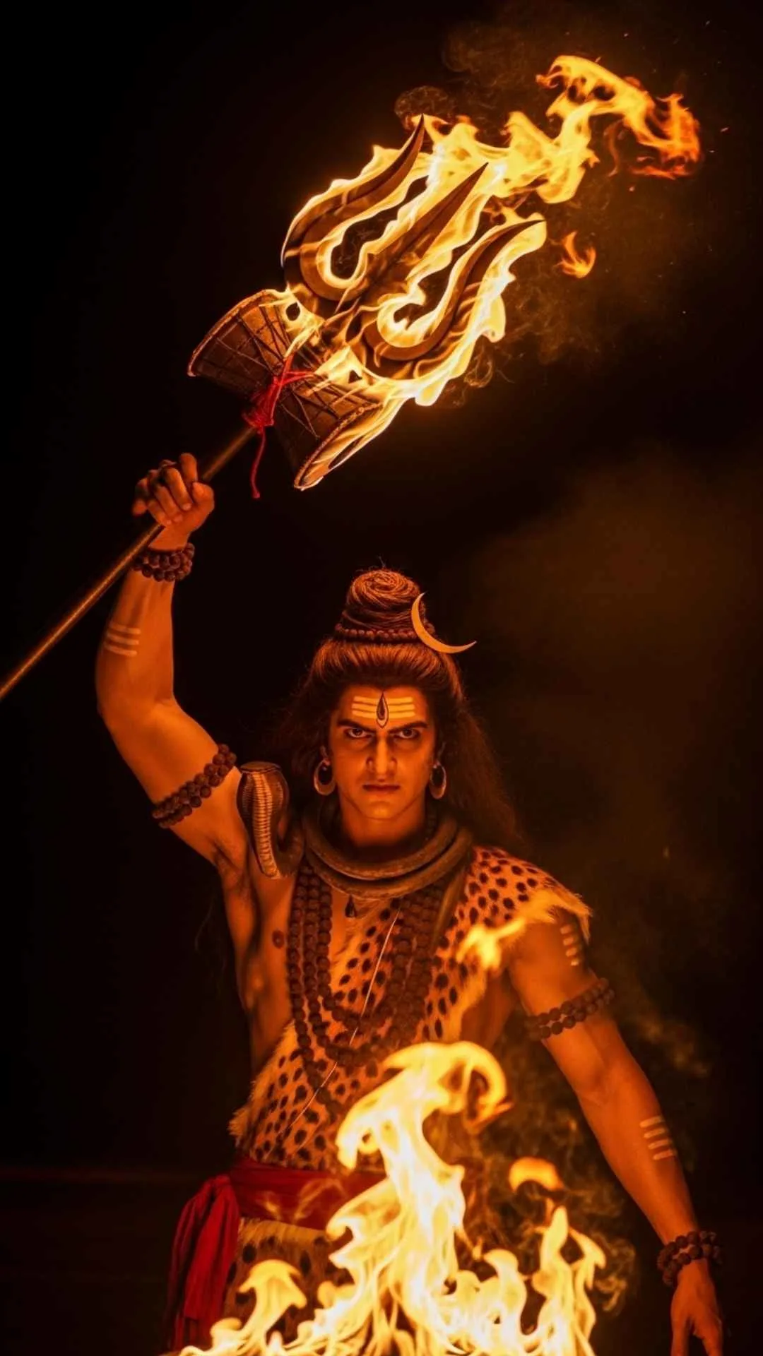 Angry Shiva DP holding a flaming Trishula, a symbol of divine punishment and power. #ShivaTrishula #FlamingTrident #Mahakal #PowerDP #DivineWrath