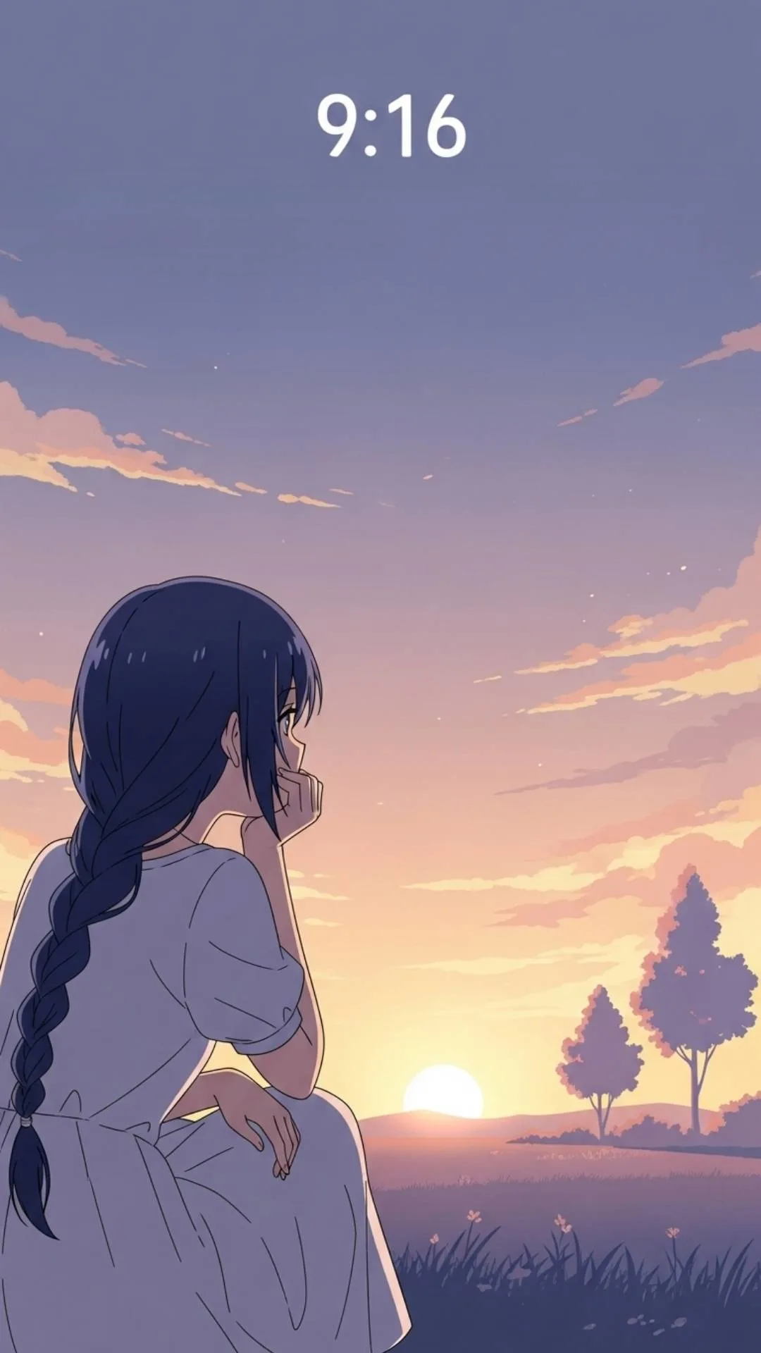 Aesthetic anime girl DP, lo-fi anime profile picture, peaceful anime sunset, dreamy anime DP for Instagram.