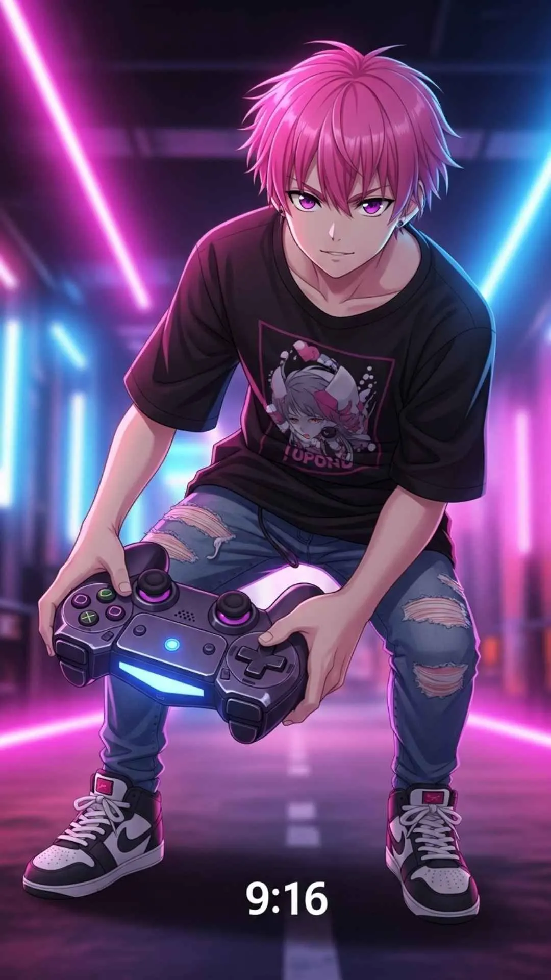 Stylish anime boy DP, gaming anime profile picture, modern anime boy with controller, cool anime boy for Instagram.