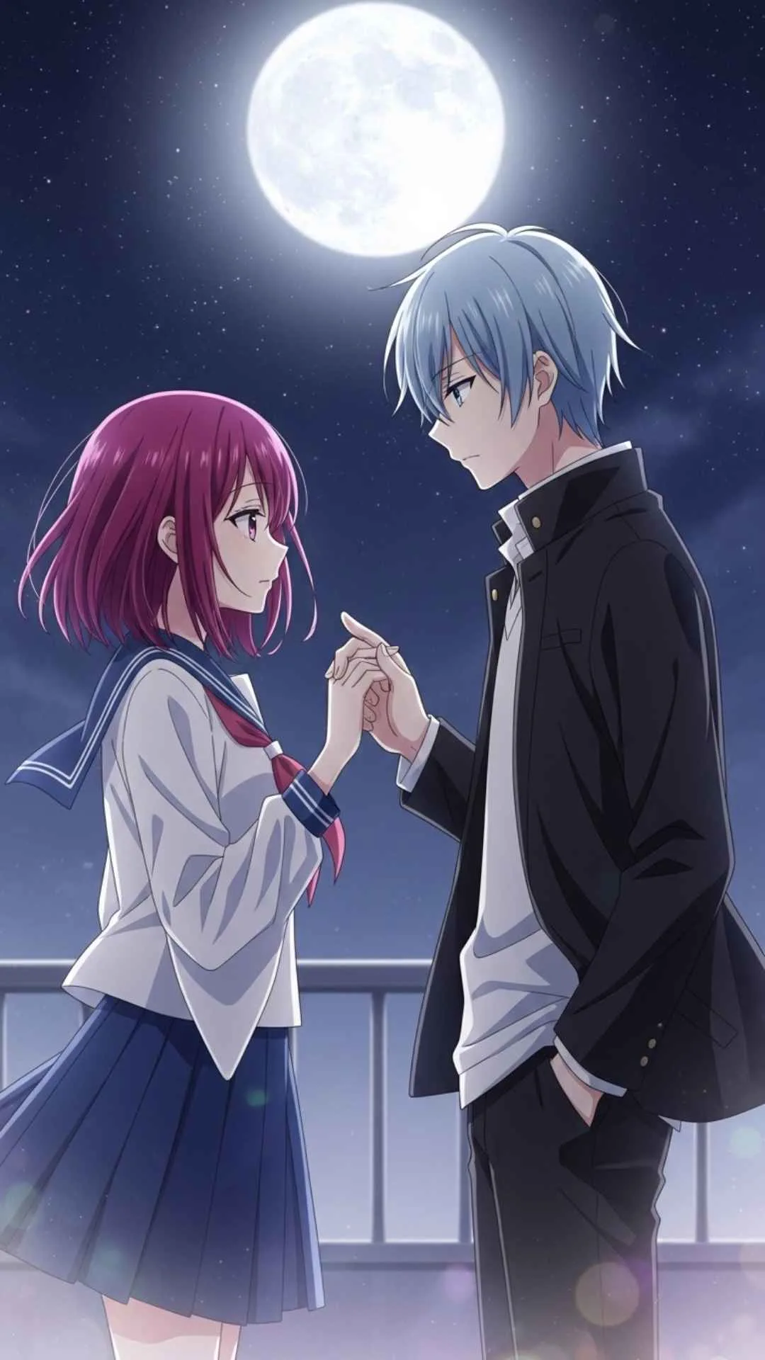 Anime couple DP, romantic anime profile picture, anime couple holding hands, love anime DP for Instagram.