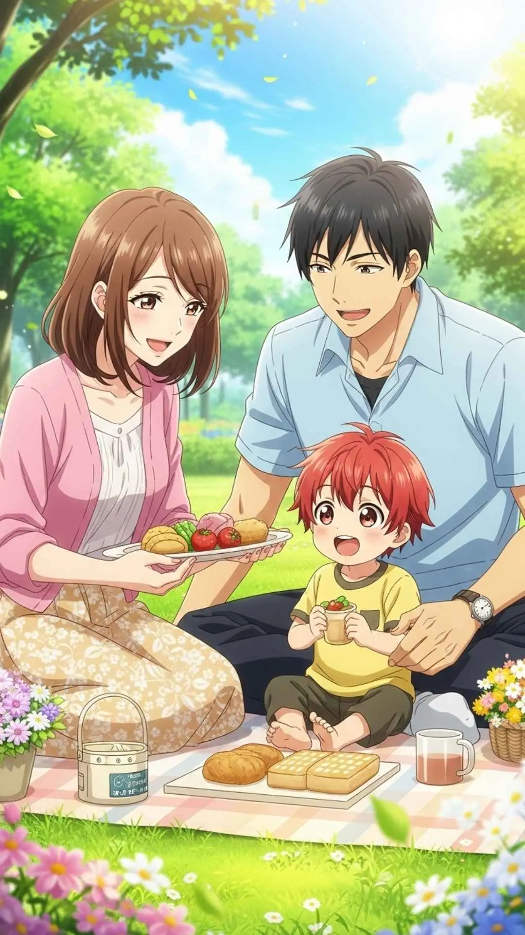 Anime family DP, heartwarming anime profile picture, loving anime parents and child, family bond anime DP.