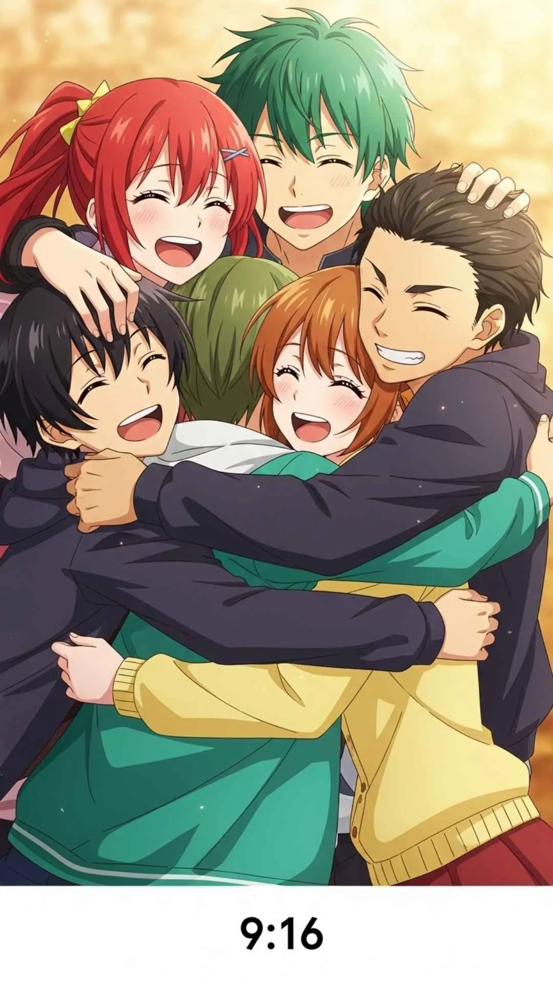Anime friends DP, friendship anime profile picture, happy anime group hug, best friends anime DP for Instagram.