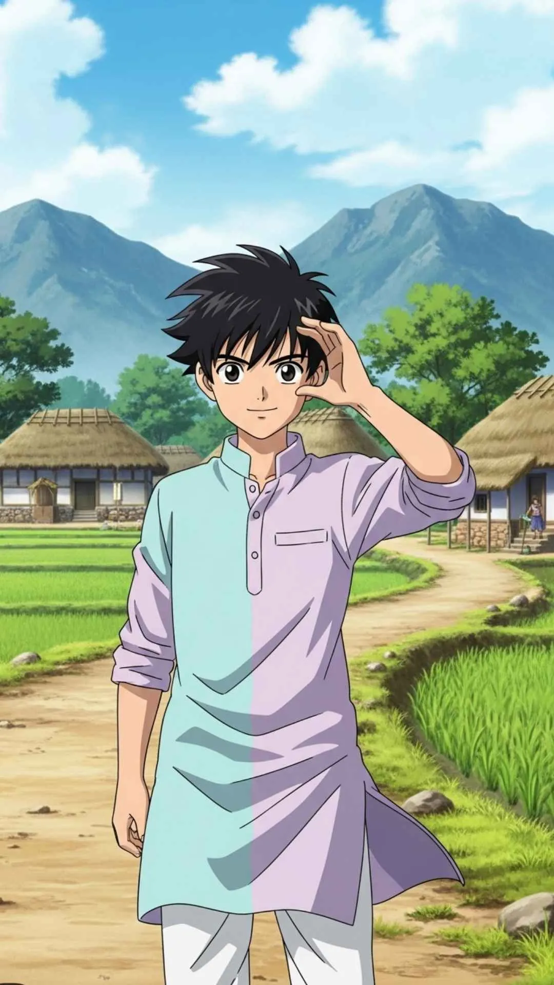 Anime character in Indian attire, traditional Indian anime DP, cultural anime profile picture, anime with Indian clothing.
