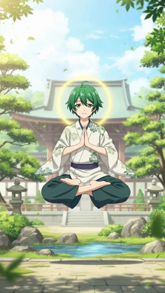 Anime meditation DP, yoga pose anime profile picture, spiritual anime character, peaceful anime DP for Instagram.