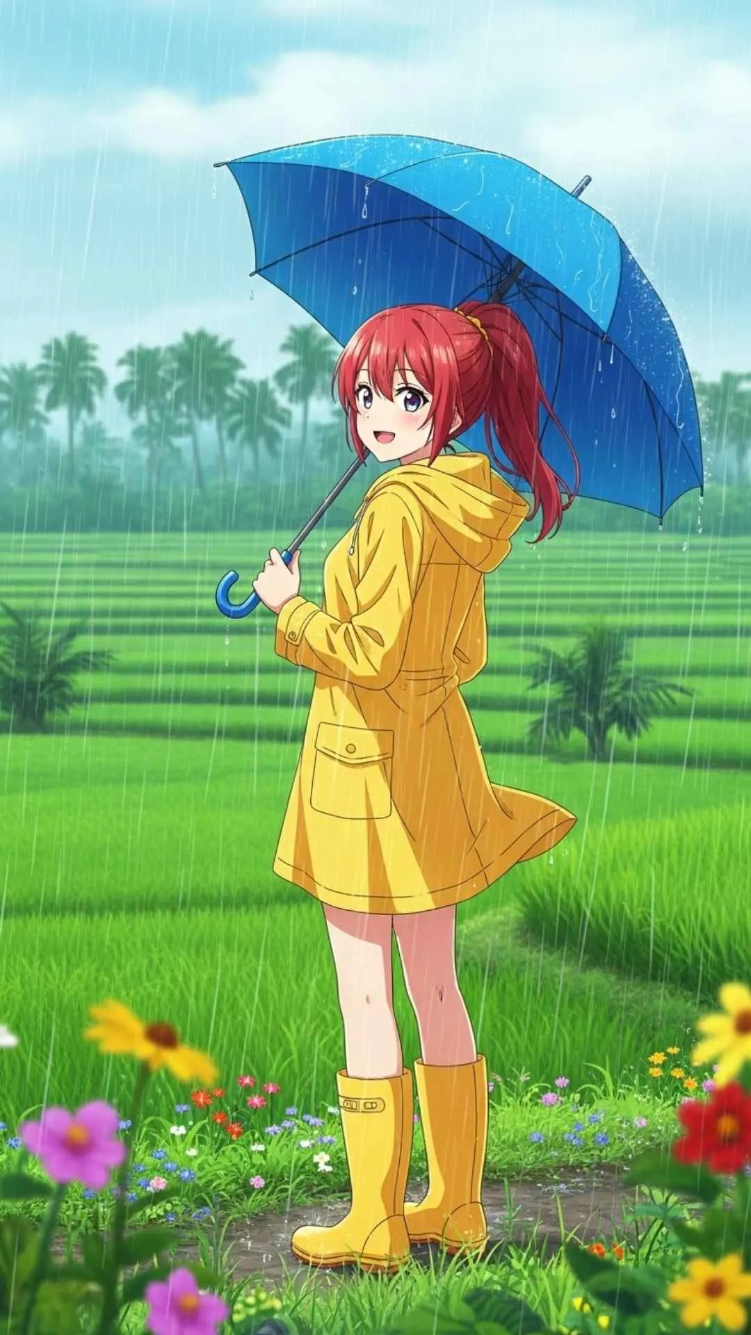 Anime monsoon DP, Indian rainy season anime profile picture, anime character in rain, seasonal anime DP.