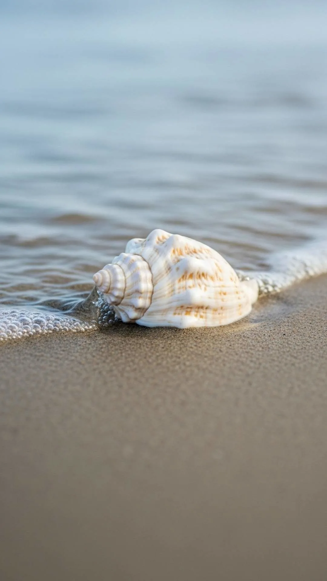 A single, beautiful seashell on a wet sandy beach. A calm and minimalist DP for lovers of simplicity and elegance