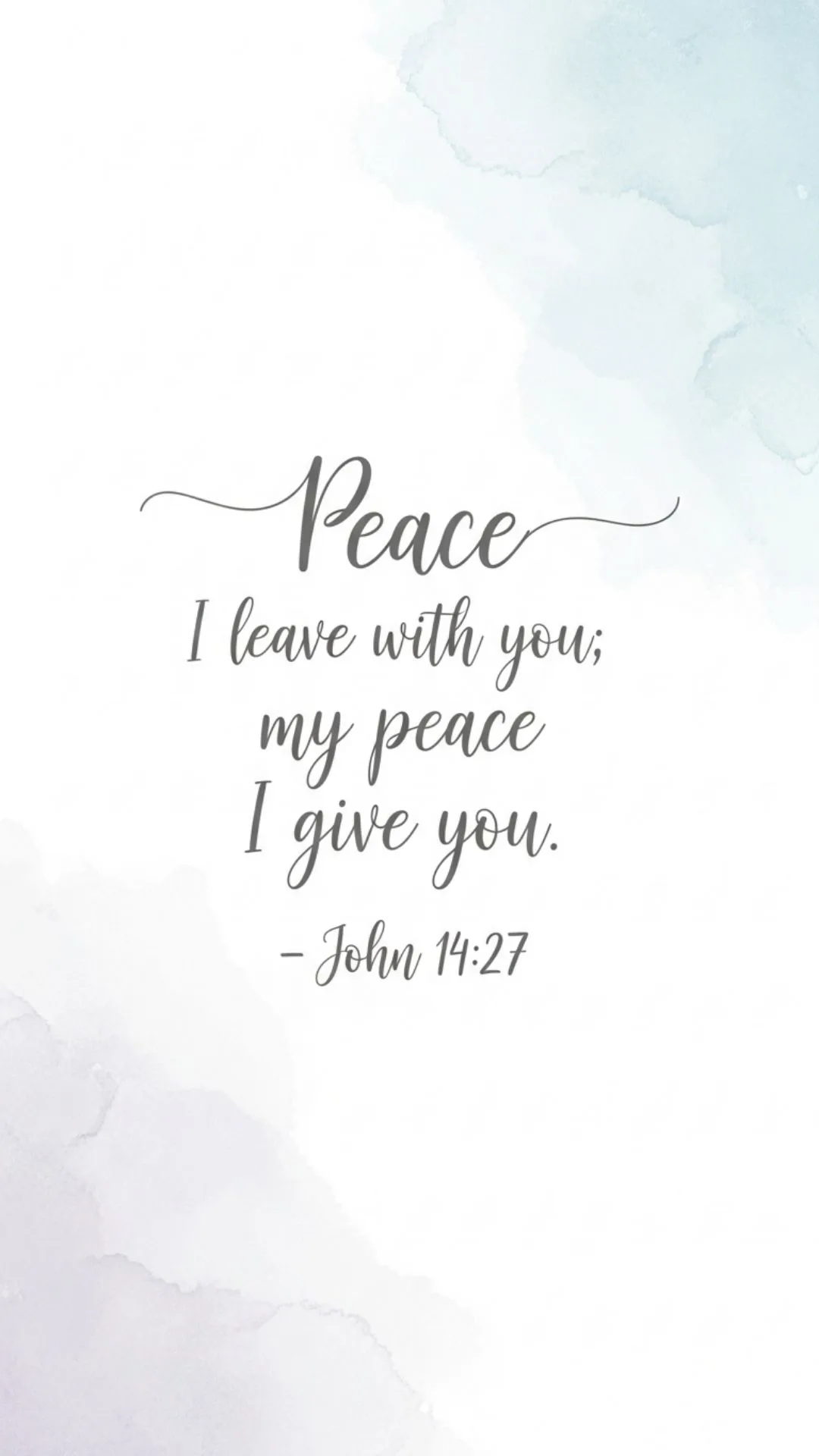 A minimalist DP with the Bible verse John 14:27 on a calming watercolor background, conveying a message of divine peace from Jesus. #BibleVerse #John1427 #Peace #ChristianQuotes #Minimalist