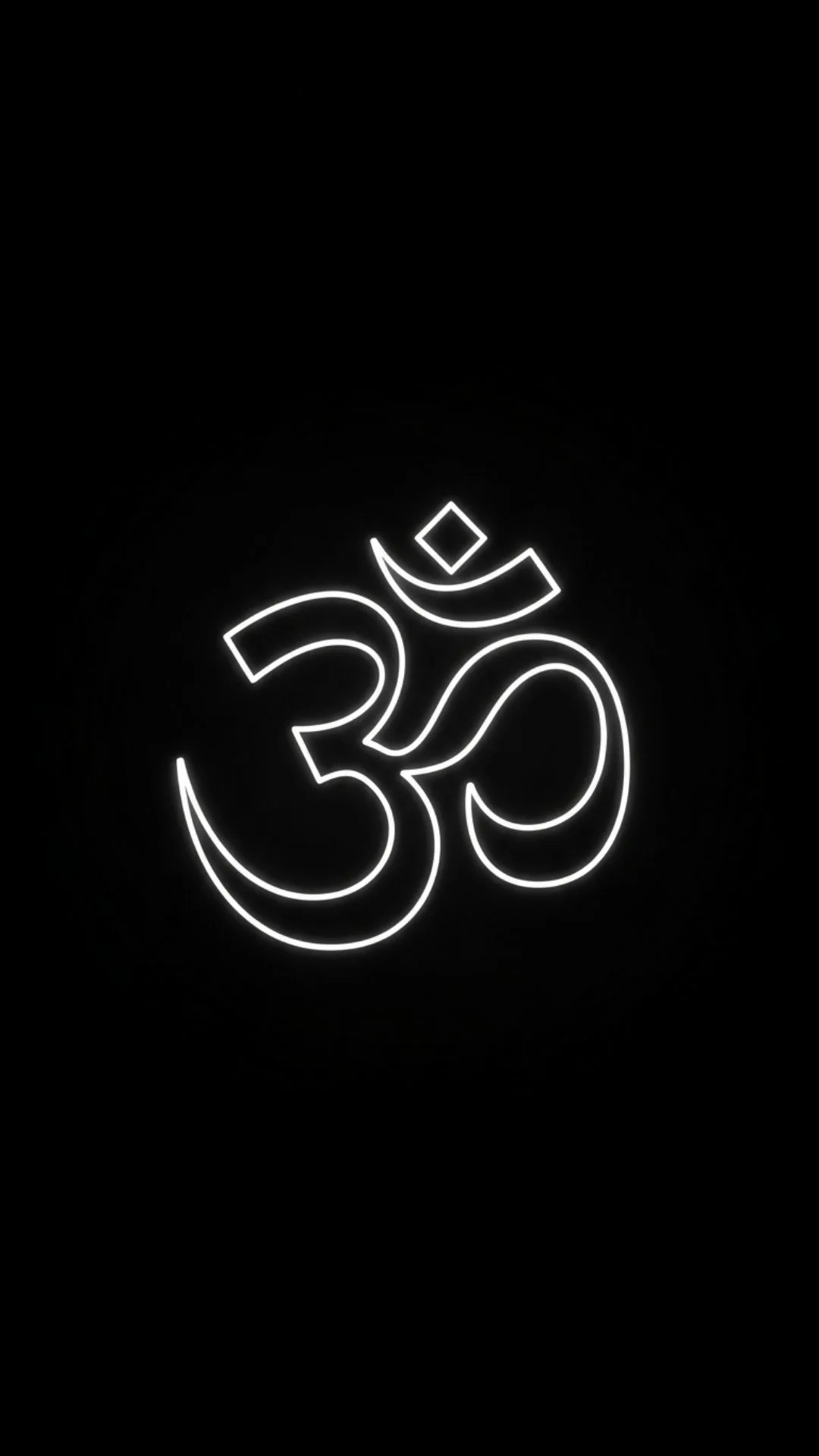 Pure black WhatsApp DP with a minimalist white Om symbol, ideal for spiritual profile pictures and Hindu devotees