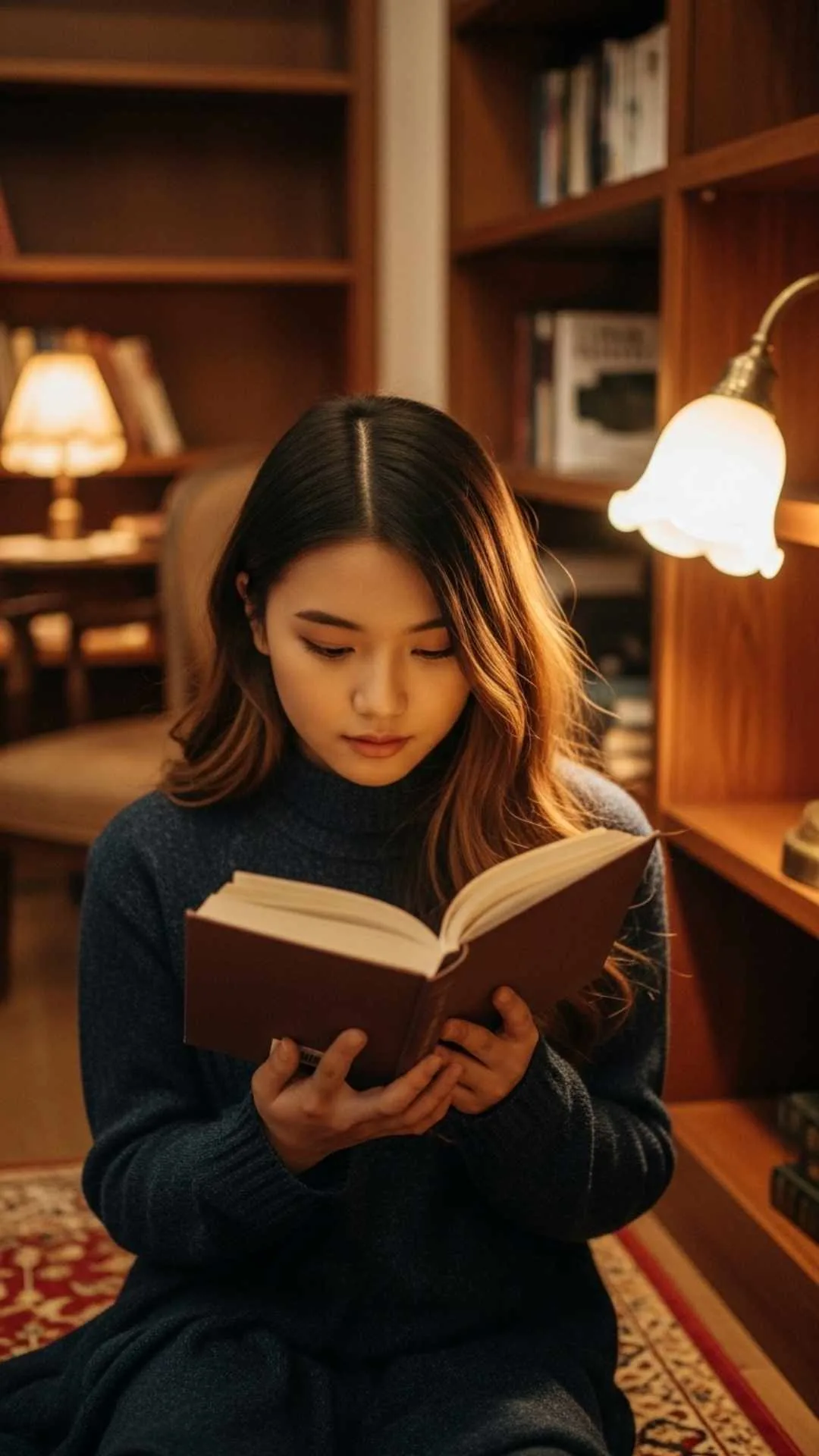 Book lover Instagram DP for girls, intellectual profile picture, girl reading a book DP, cozy reading aesthetic.
