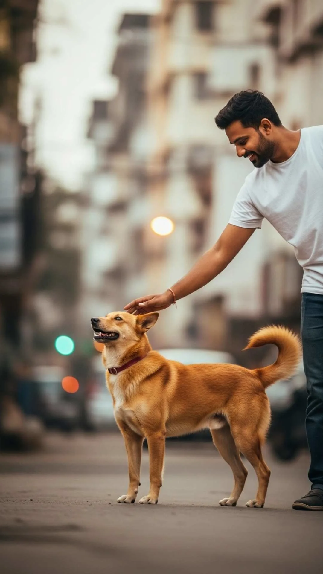 Compassionate attitude DP, boy petting dog, kindhearted profile picture