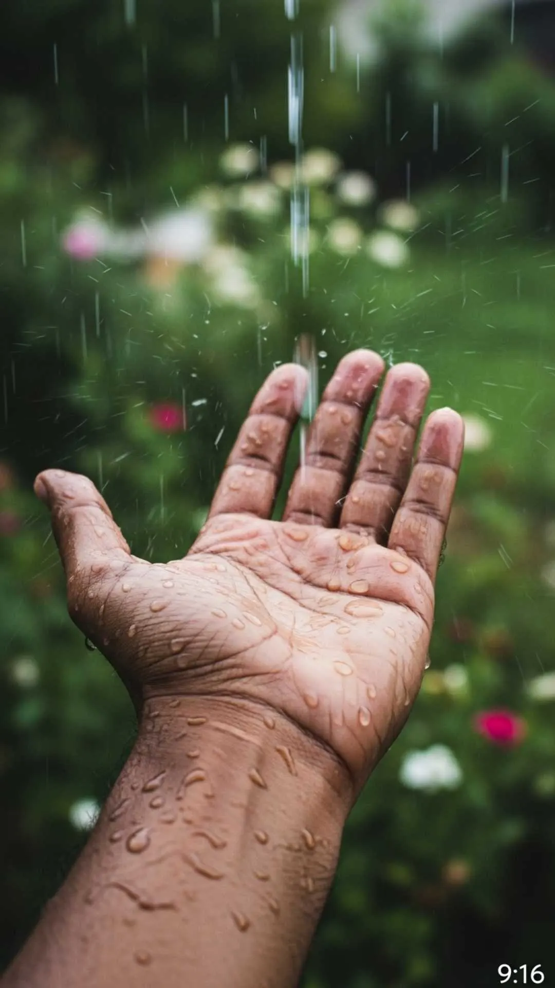 Healing attitude DP, hand in rain, renewal profile picture, cleansing vibes.
