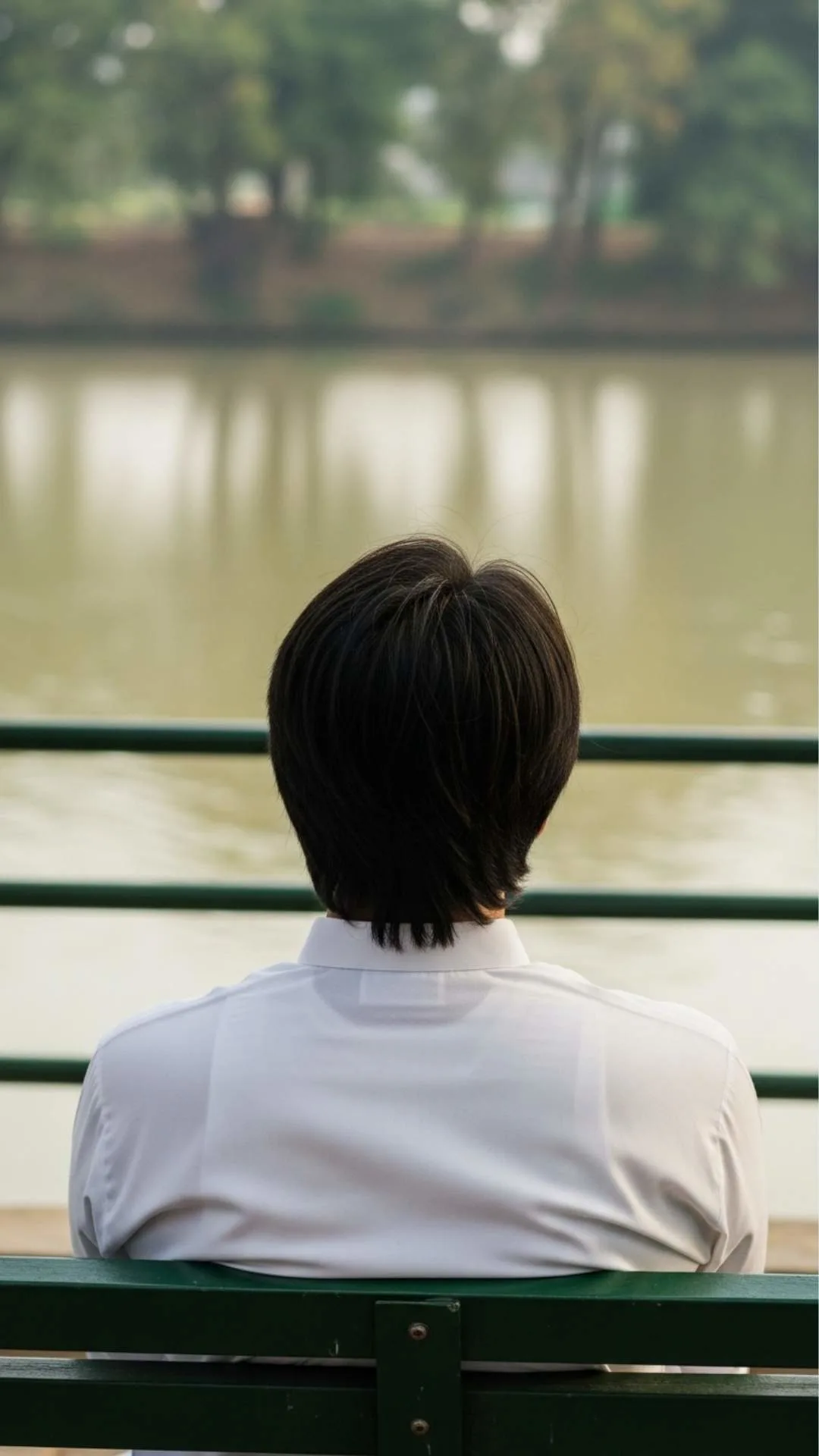 Calm attitude DP, man by lake, peaceful reflection profile picture