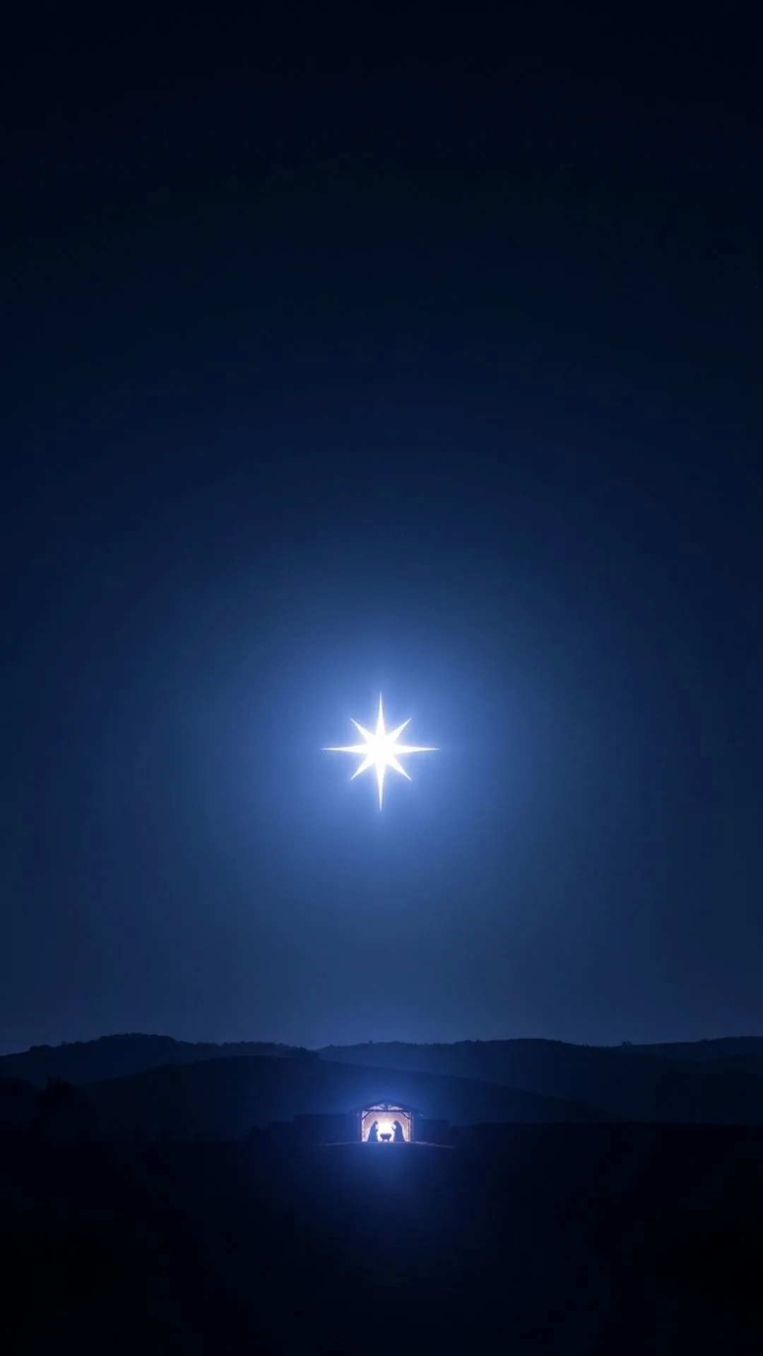 A minimalist Christmas DP featuring the glowing Star of Bethlehem shining over the nativity stable, symbolizing hope and divine guidance. #StarOfBethlehem #ChristmasDP #Nativity #Hope #OHolyNight