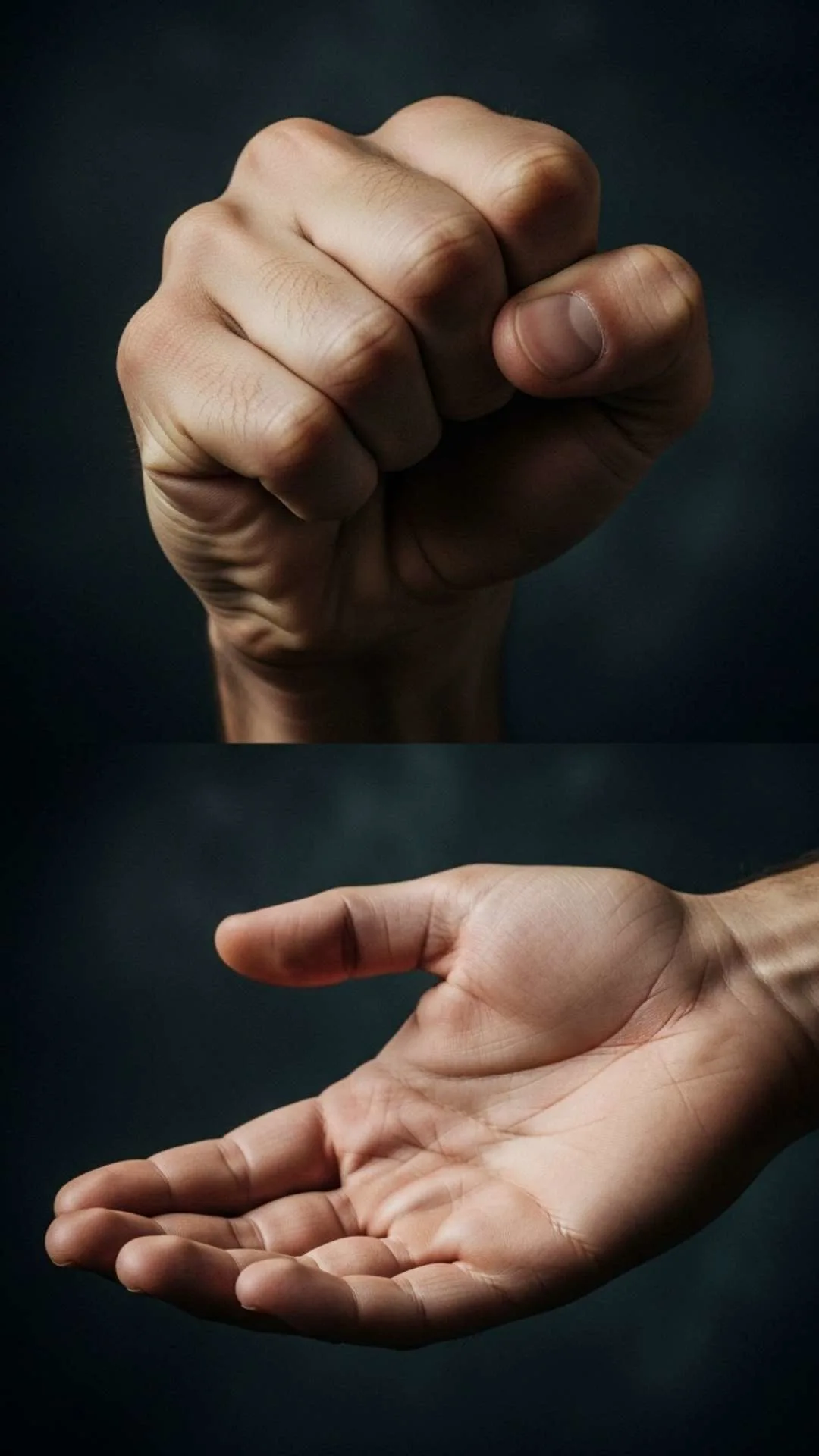 Close-up of a hand, clenched or relaxed, expressing deep emotion, suitable for a mood-off or sad Instagram DP for boys.