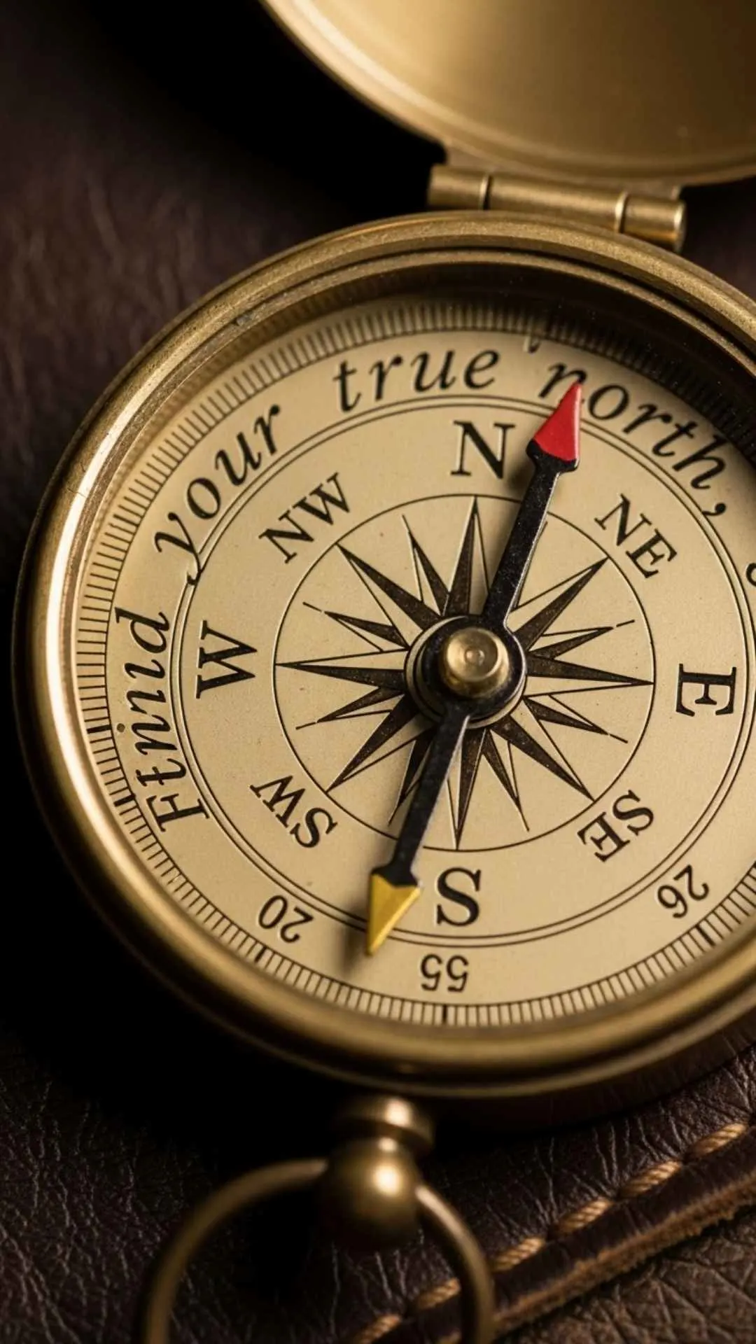Symbolic WhatsApp DP featuring an antique compass and the quote "Find your true north," representing direction and purpose in life.