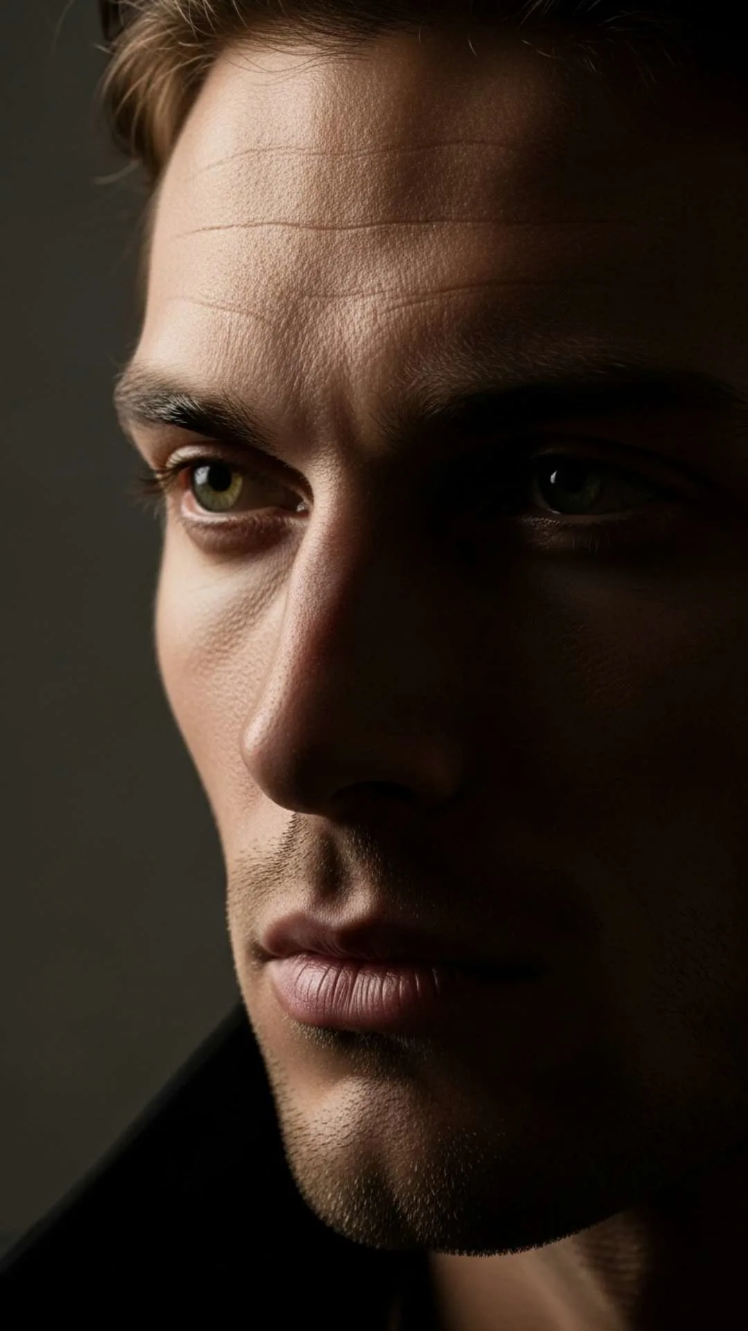 Minimalist cool Facebook DP for boys, high-contrast male portrait, edgy FB profile picture, artistic shadows DP.