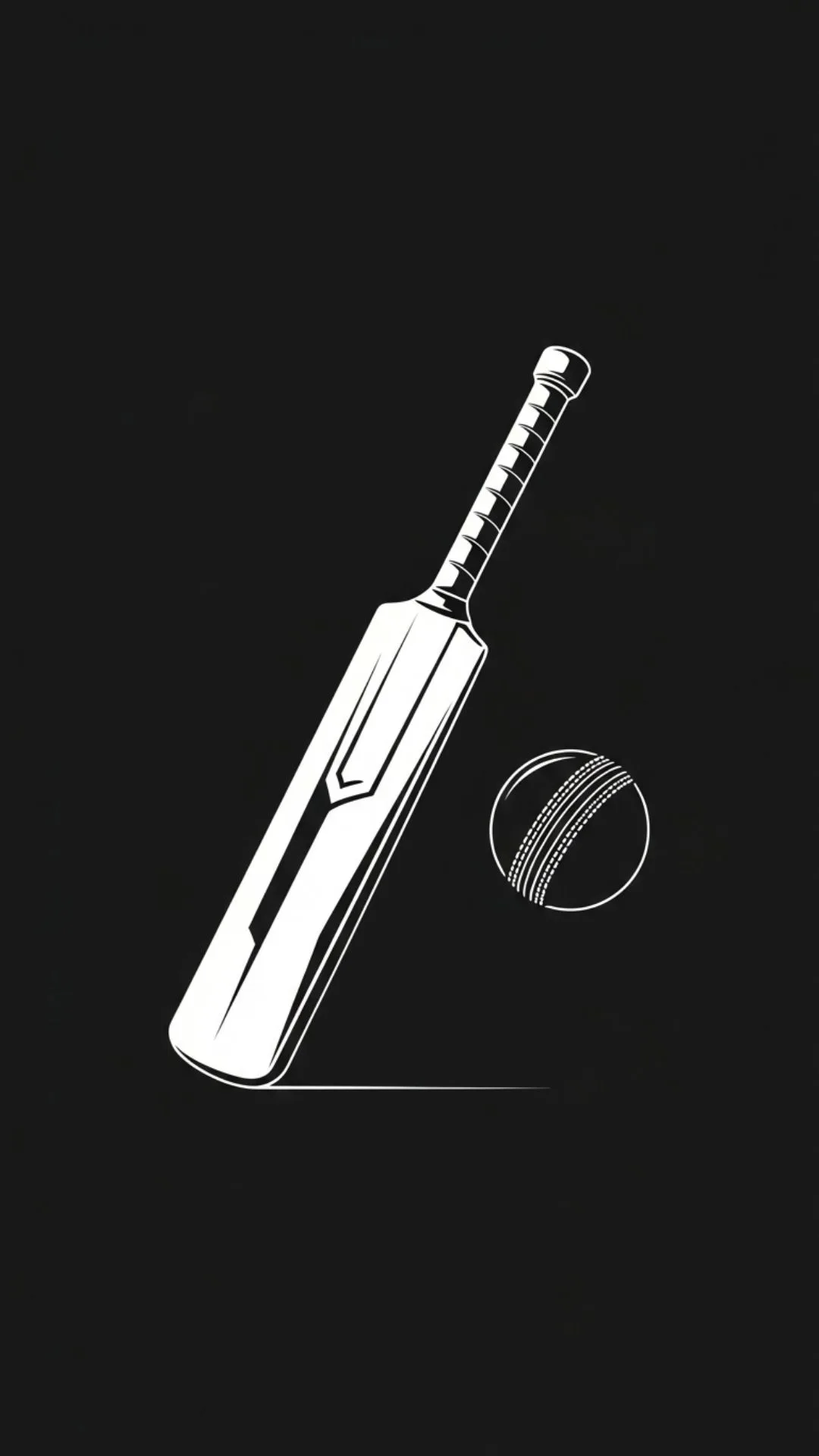 Cool black WhatsApp DP with a minimalist cricket bat and ball silhouette, perfect for sports enthusiasts and IPL fans.