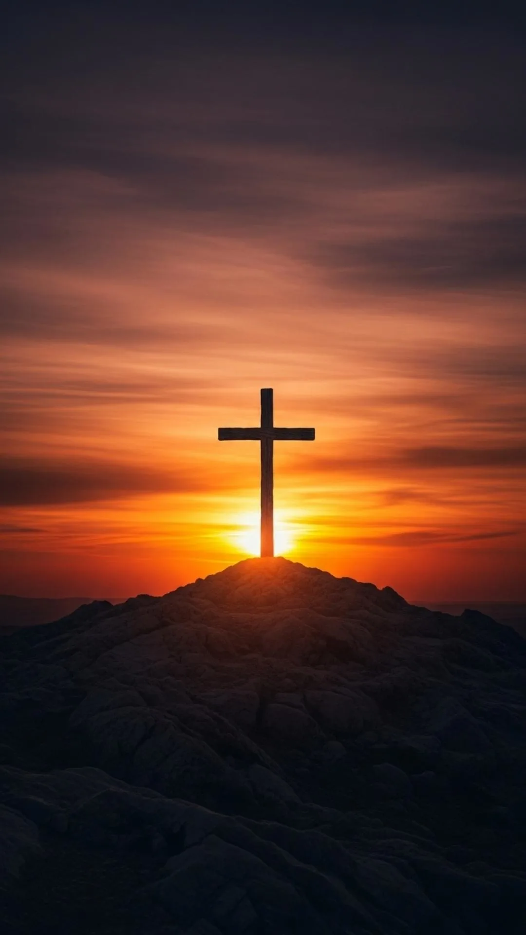 A powerful DP of a rugged wooden cross silhouetted against a dramatic sunset on Calvary, symbolizing Christ's sacrifice and redemption. #ChristianCross #Sacrifice #Calvary #GoodFriday #Redemption