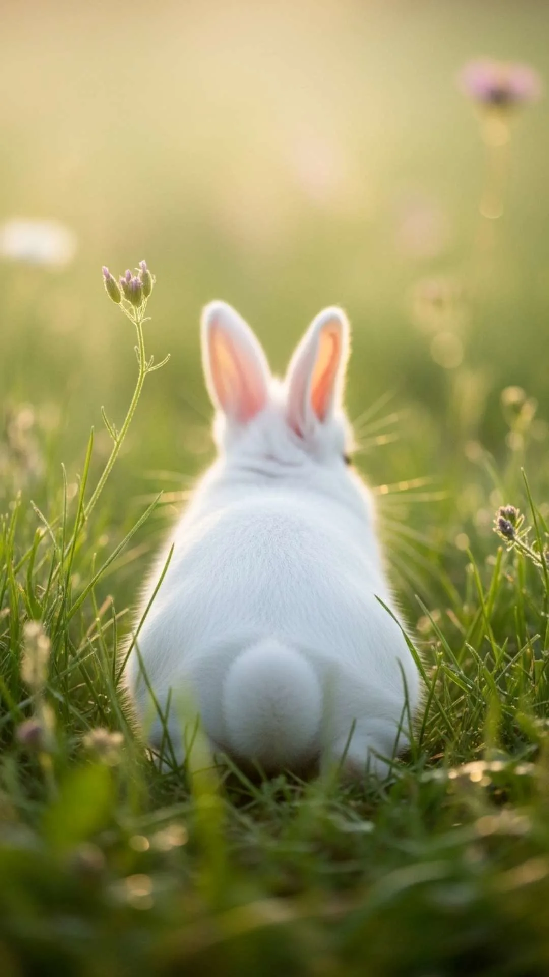 An adorable cute animal DP of a white bunny from behind, a peaceful and lovely profile picture for nature lovers, free HD download