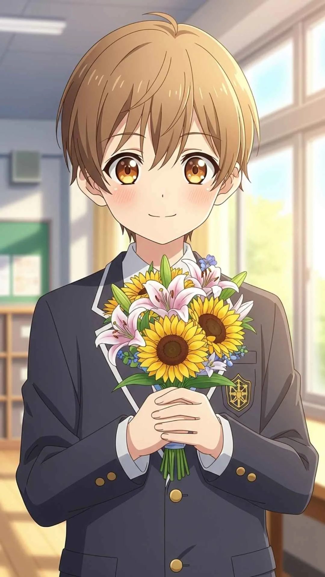 Cute anime boy DP, adorable anime profile picture, blushing anime character WhatsApp DP, schoolboy anime art.