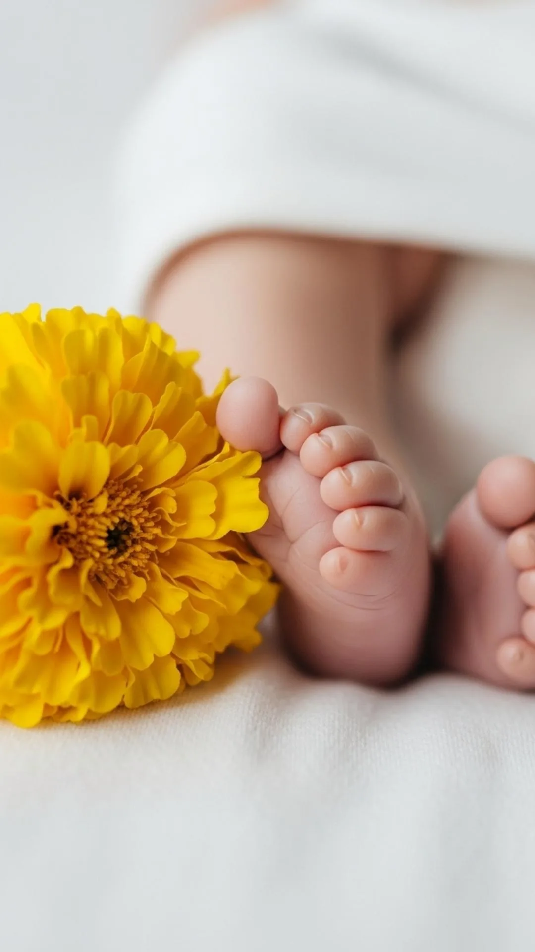 Cute baby feet DP with a marigold flower, an innocent and beautiful profile picture, latest HD avatar for new parents