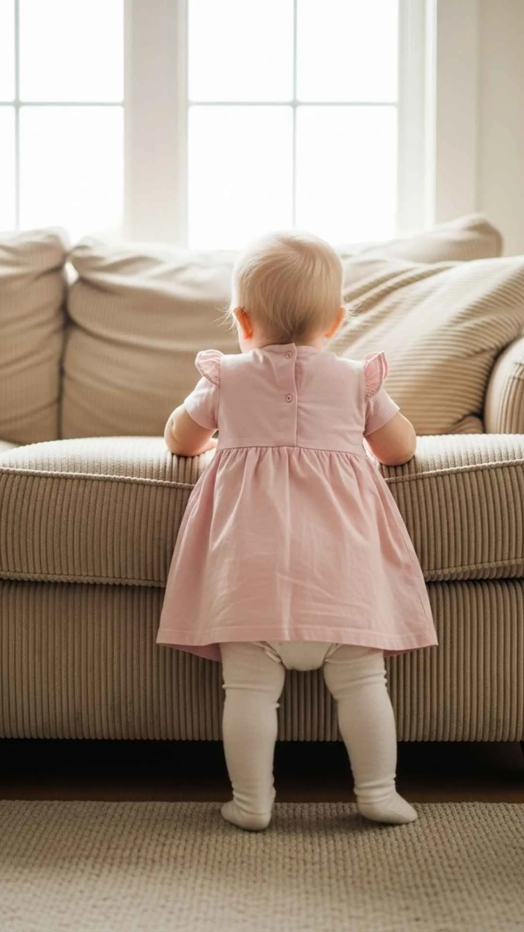 Cute baby girl DP in a pink dress, seen from behind, an adorable profile picture for WhatsApp, free HD download.