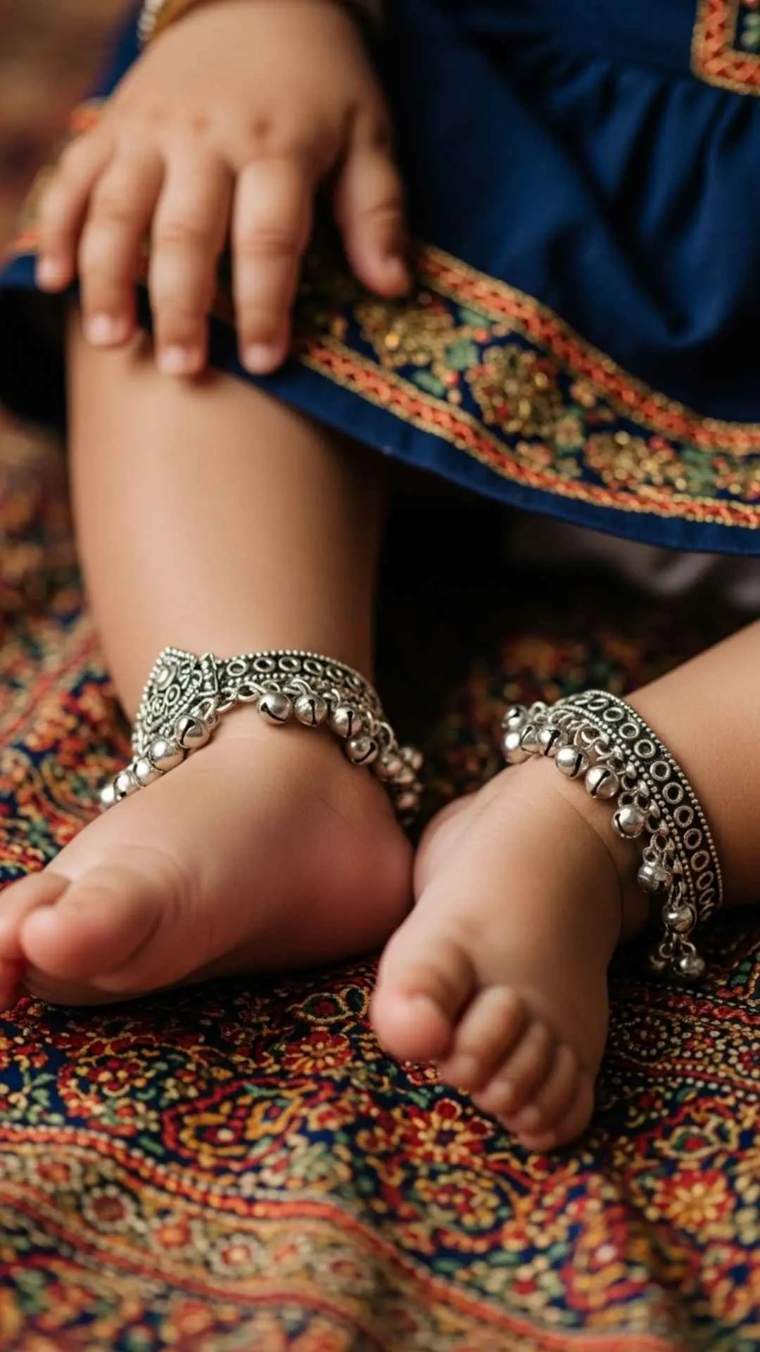 Traditional and cute baby girl DP featuring silver payal anklets, a beautiful cultural profile picture in HD