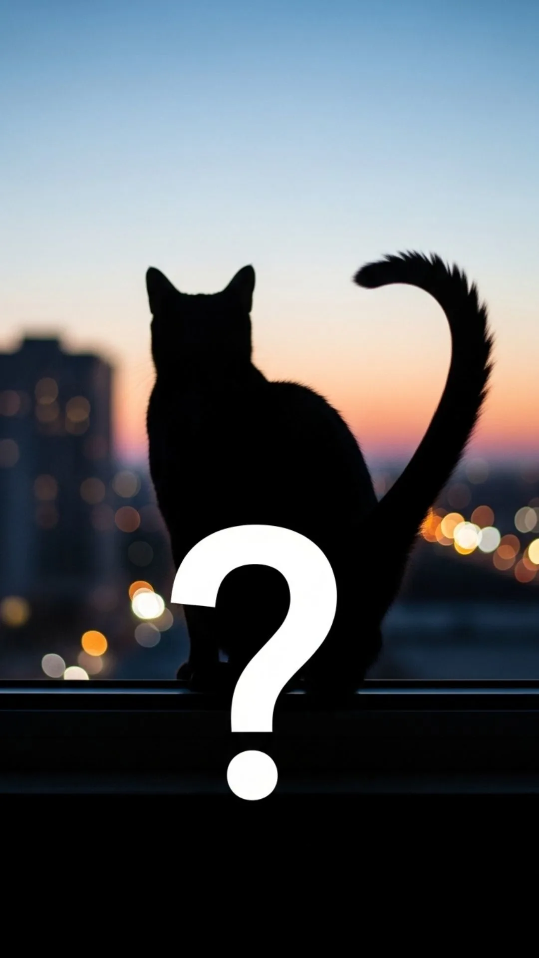 A unique and cute black cat DP with a question mark tail, a stylish and cool profile picture