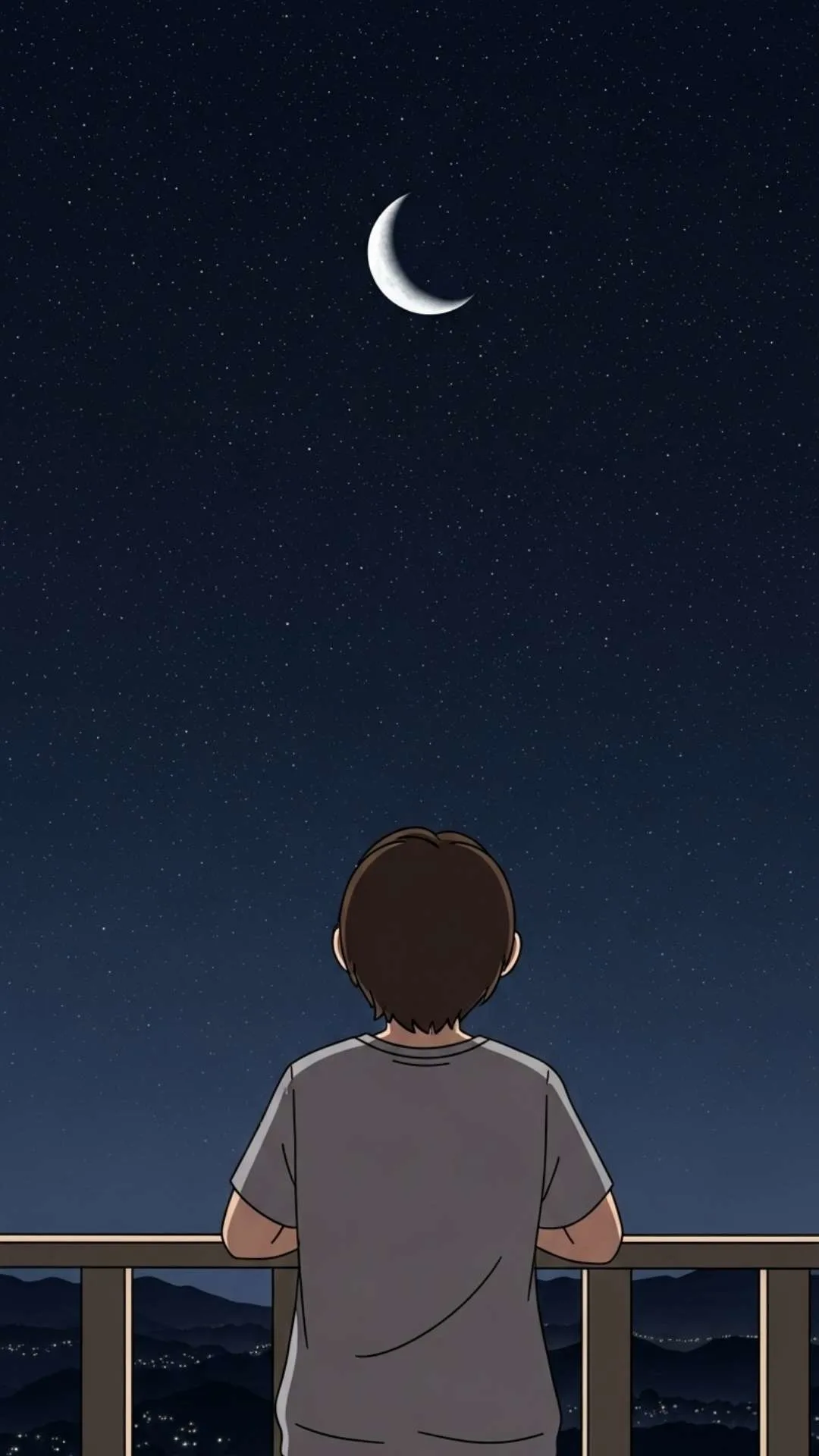 Cute cartoon DP of a faceless character watching a starry night sky, a peaceful and dreamy profile picture for free HD download.