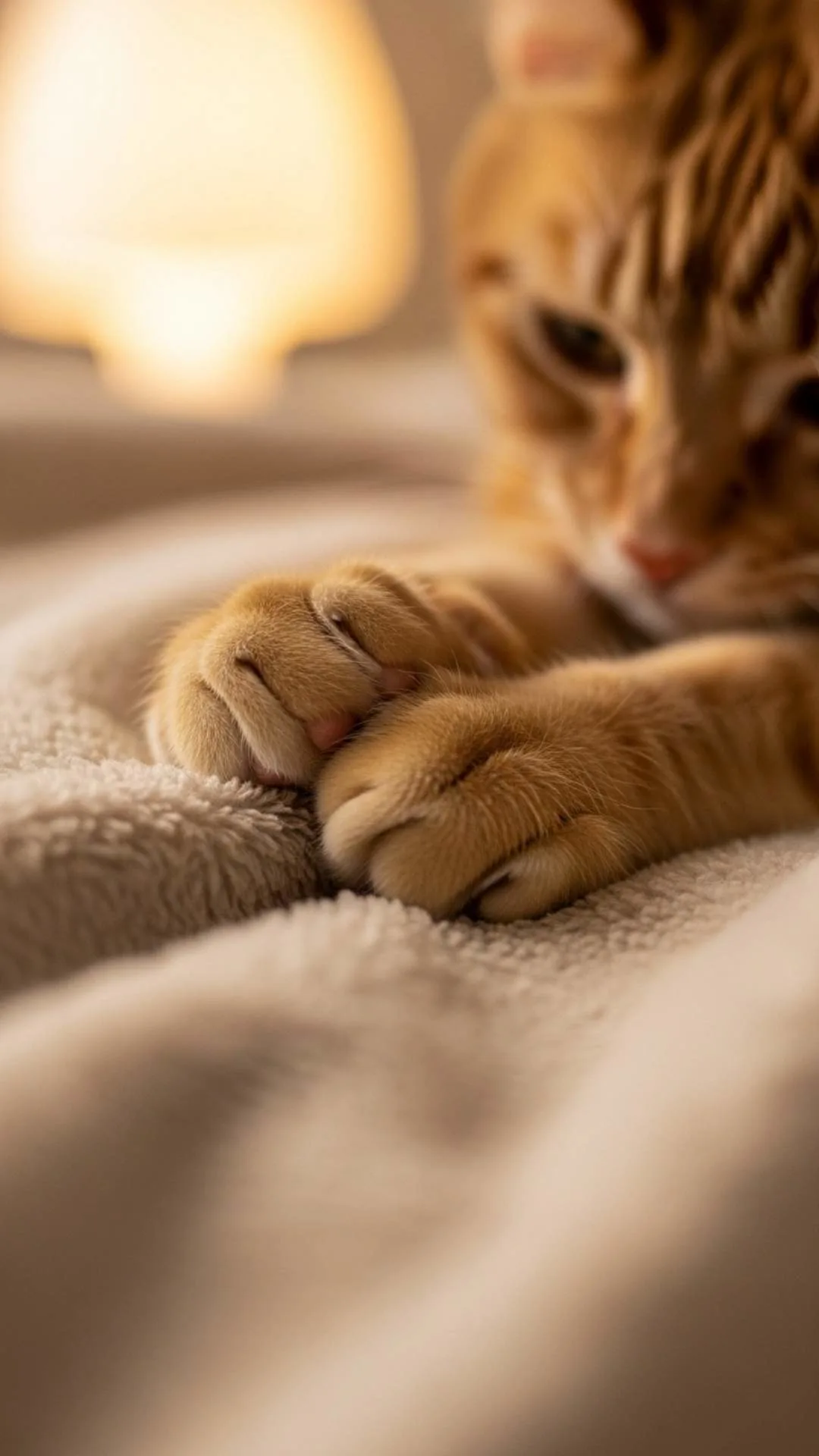 Aesthetic cute cat paws DP kneading a blanket, a relaxing and cozy profile picture for WhatsApp