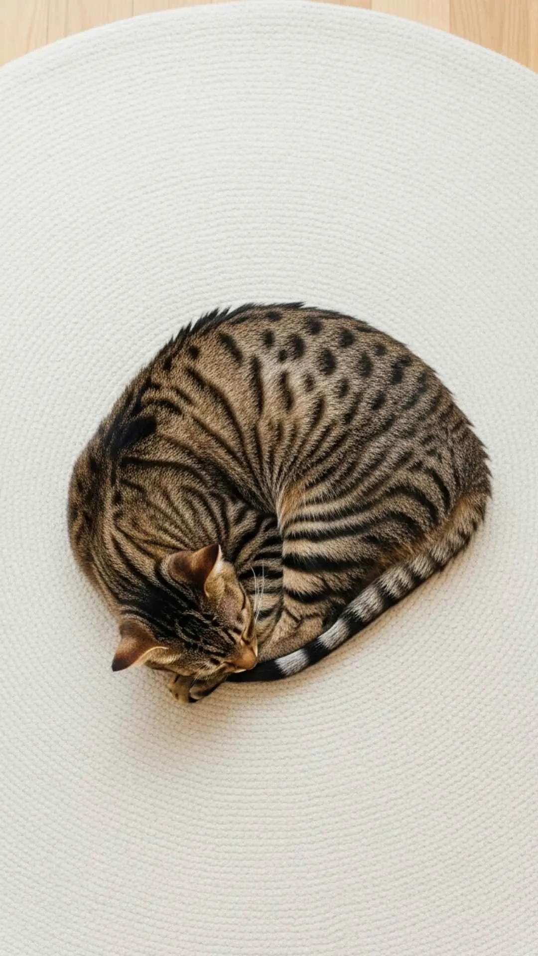 A minimalist cute cat DP sleeping in a perfect circle, an aesthetic and peaceful avatar for cat owners